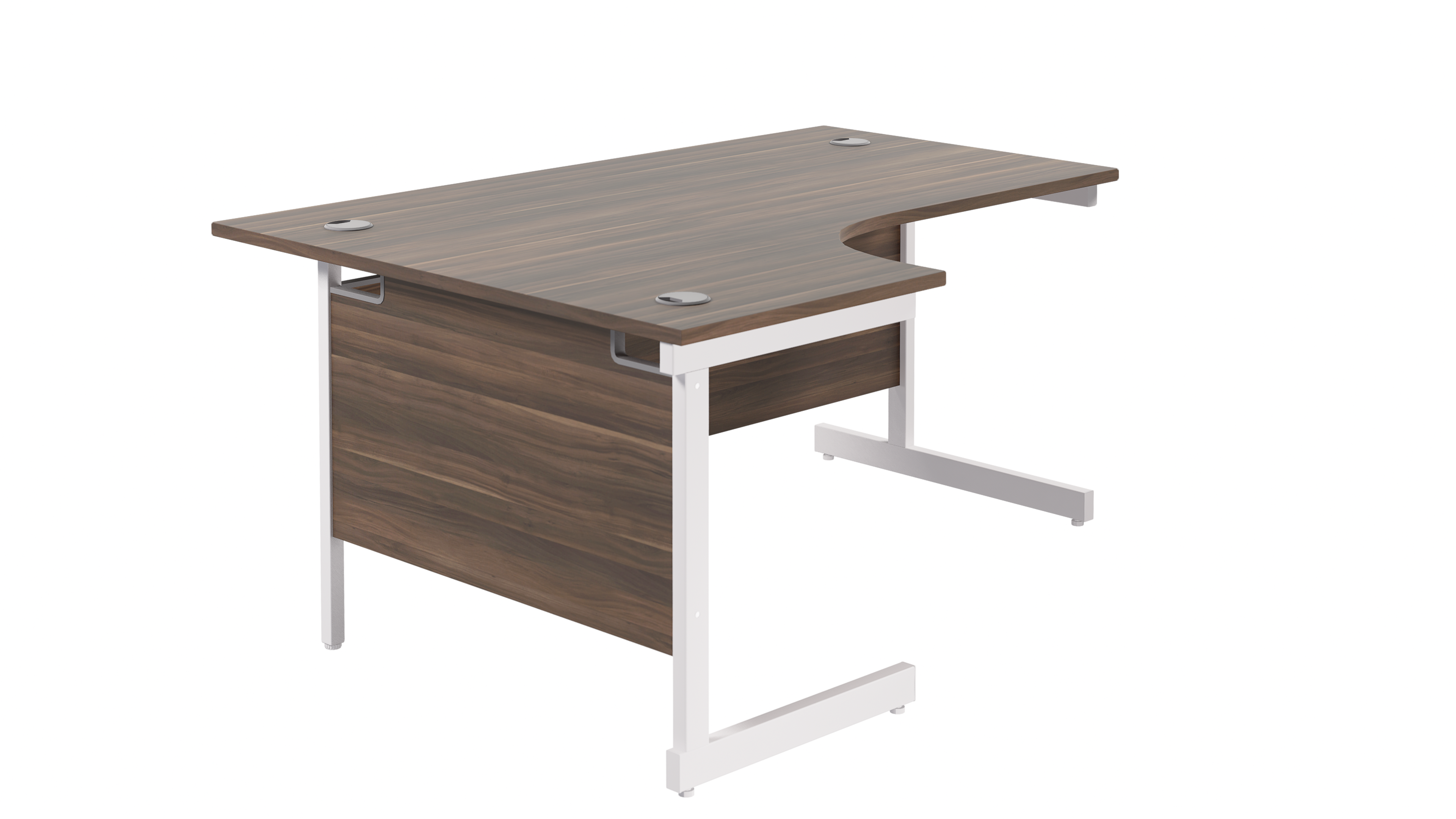 Single Upright Left Hand Radial Desk | 1800X1200 | Dark Walnut/White