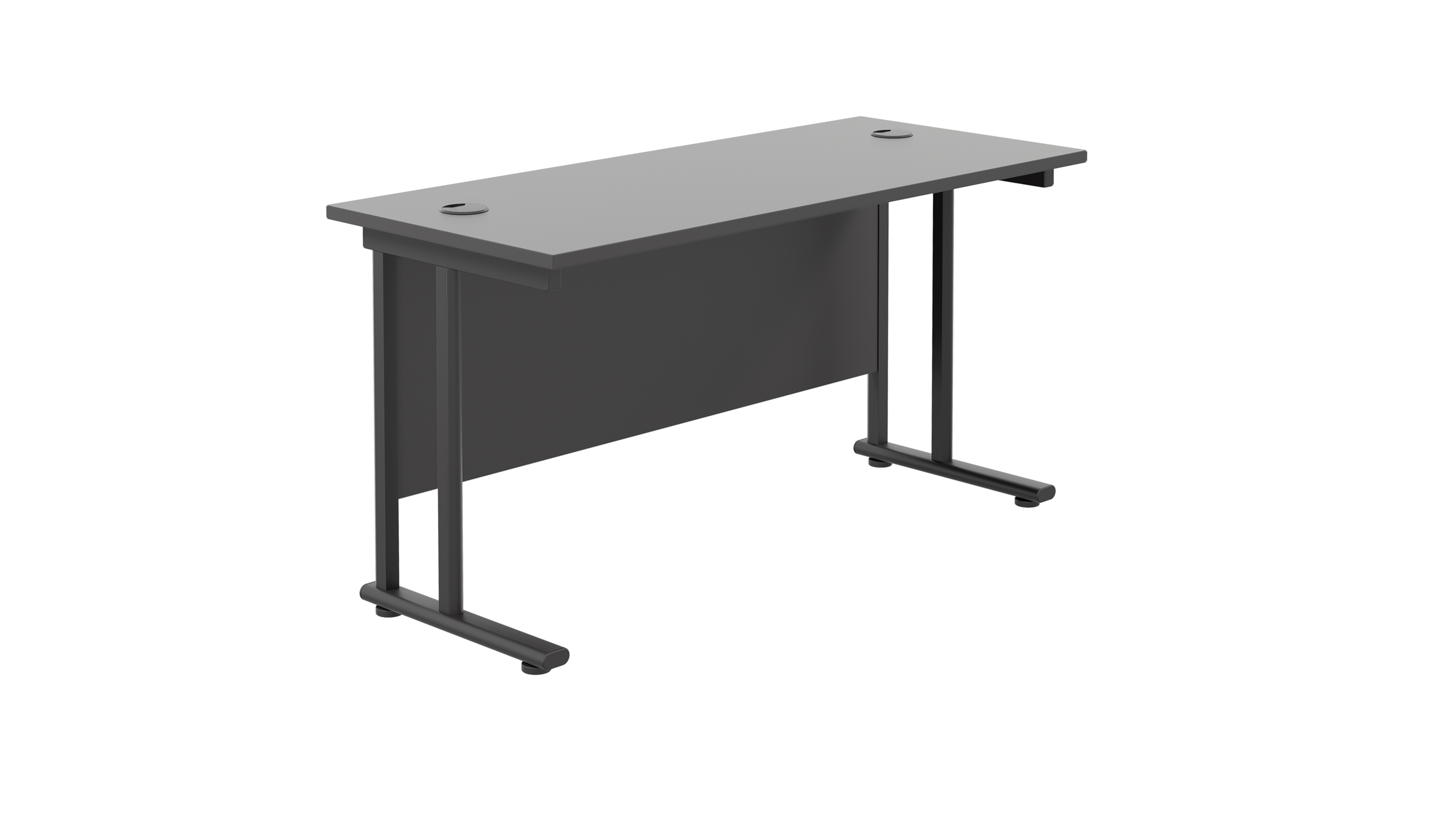 Twin Upright Rectangular Desk | 1400X600 | Black/Black