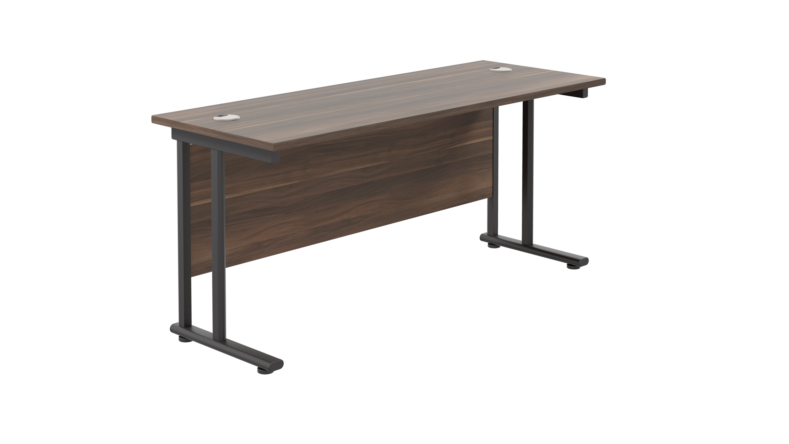 Twin Upright Rectangular Desk | 1600X600 | Dark Walnut/Black