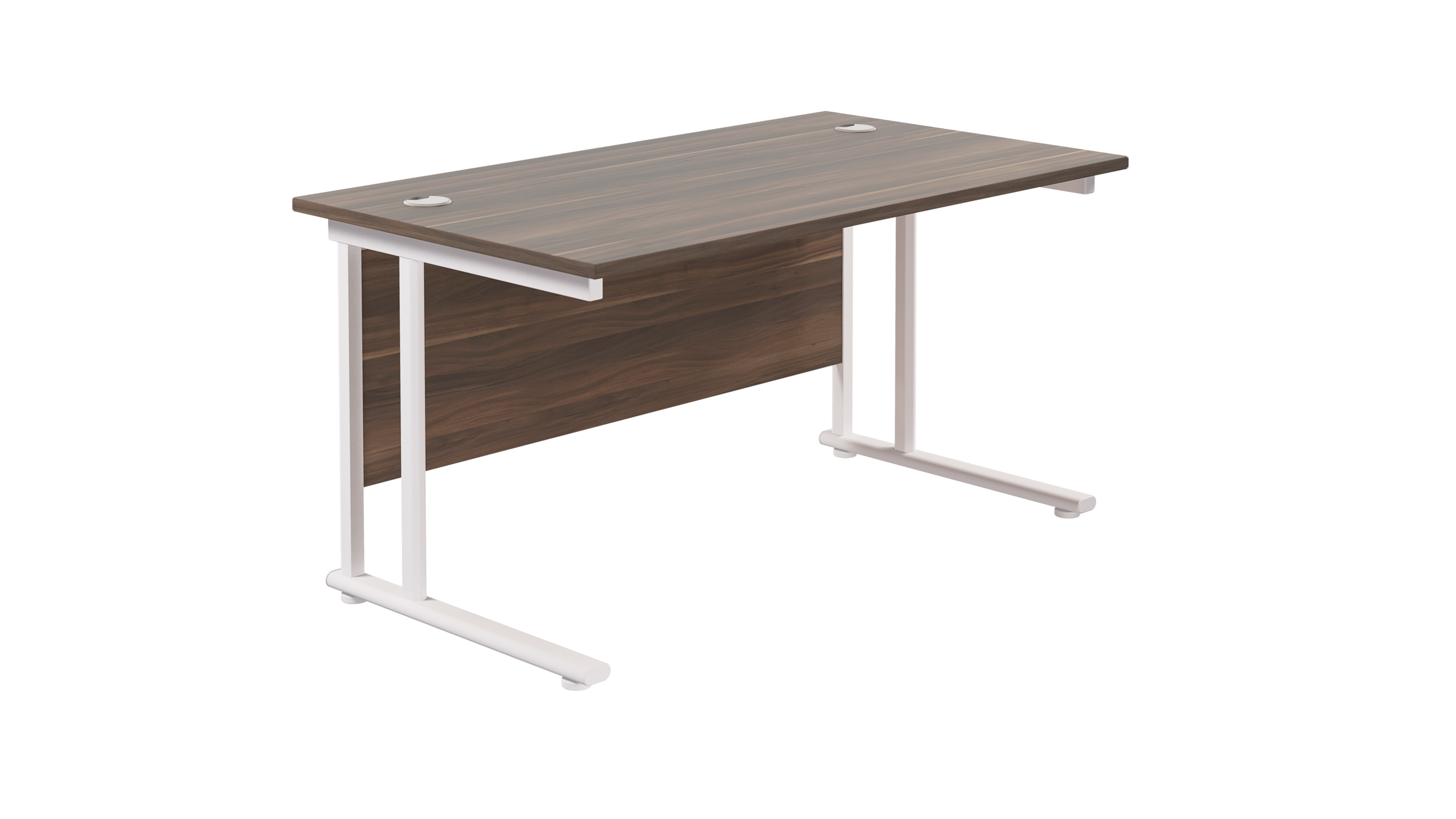 Twin Upright Rectangular Desk | 1200X800 | Dark Walnut/White