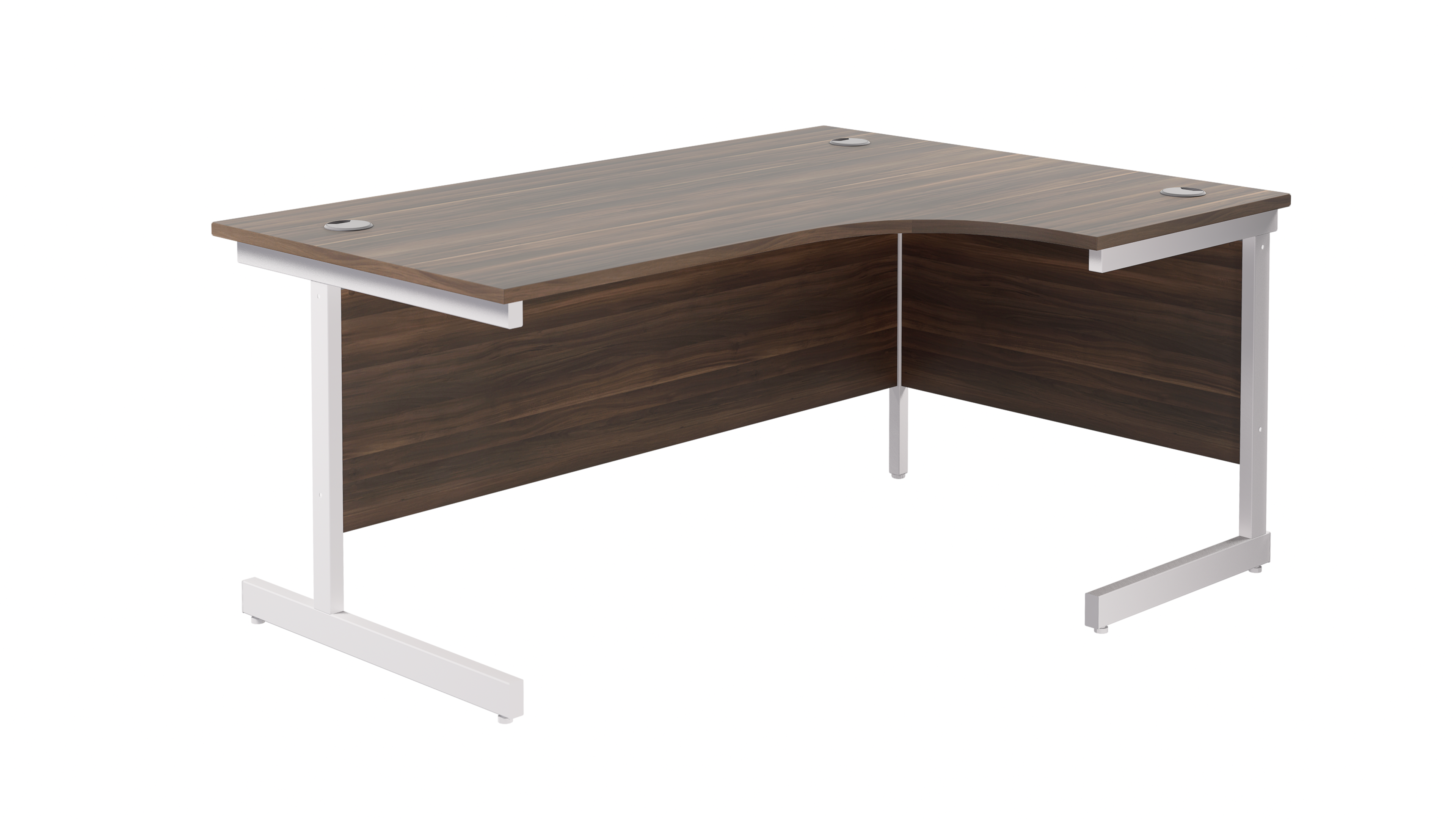 Single Upright Right Hand Radial Desk | 1800X1200 | Dark Walnut/White