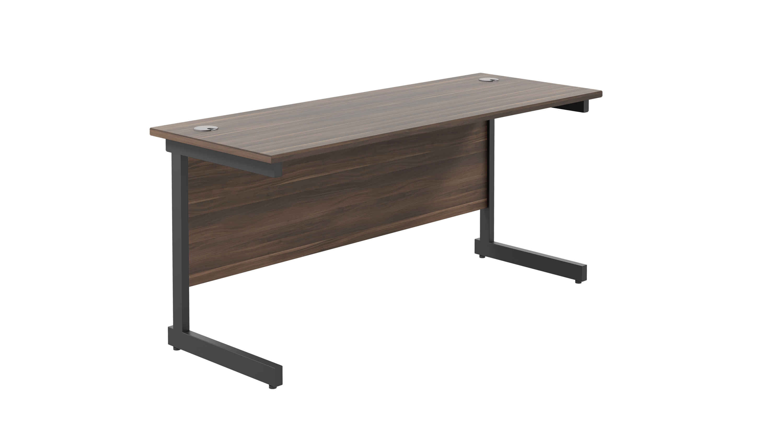 Single Upright Rectangular Desk | 1800X600 | Dark Walnut/Black