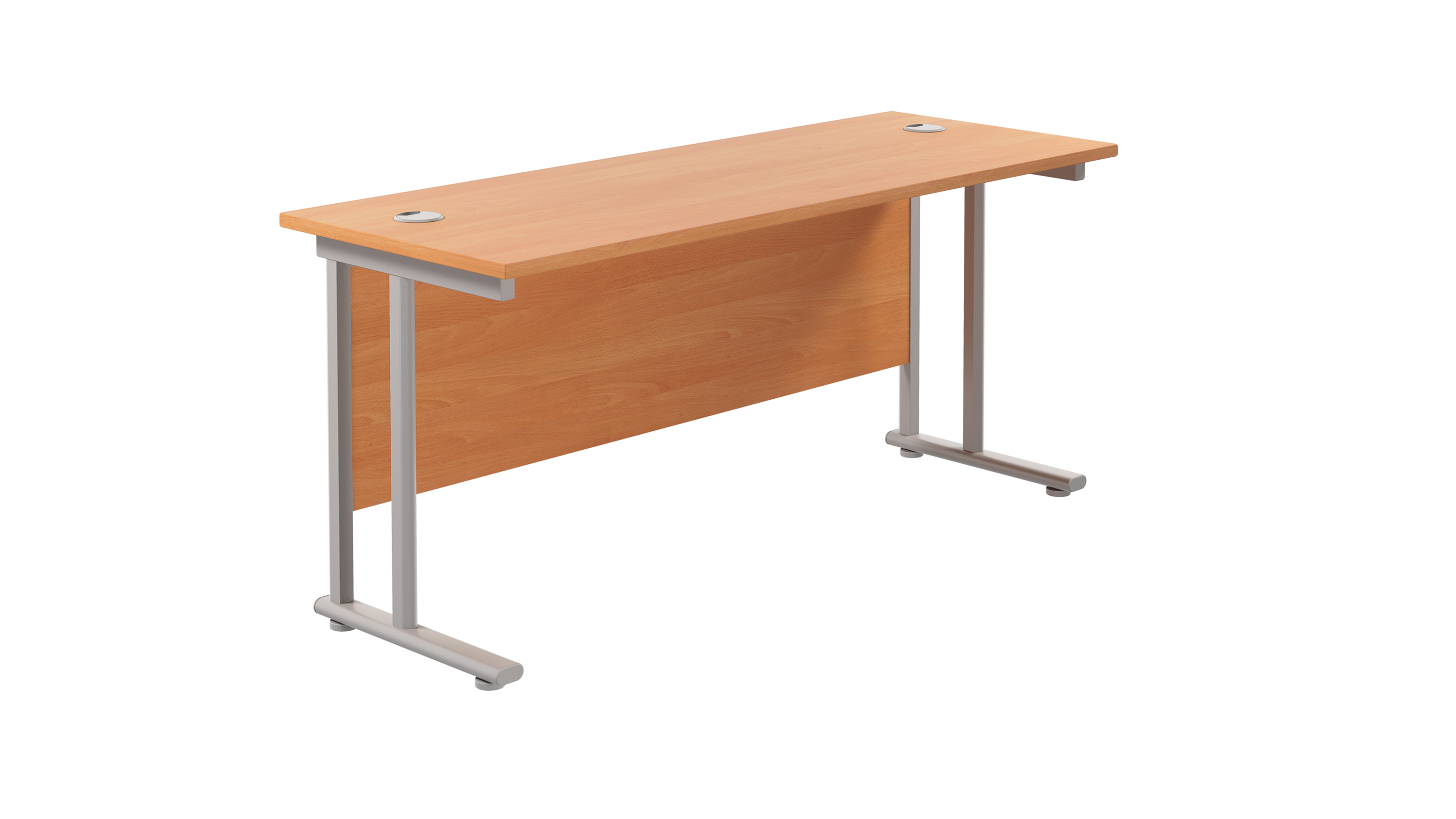 Twin Upright Rectangular Desk | 1600X600 | Beech/Silver