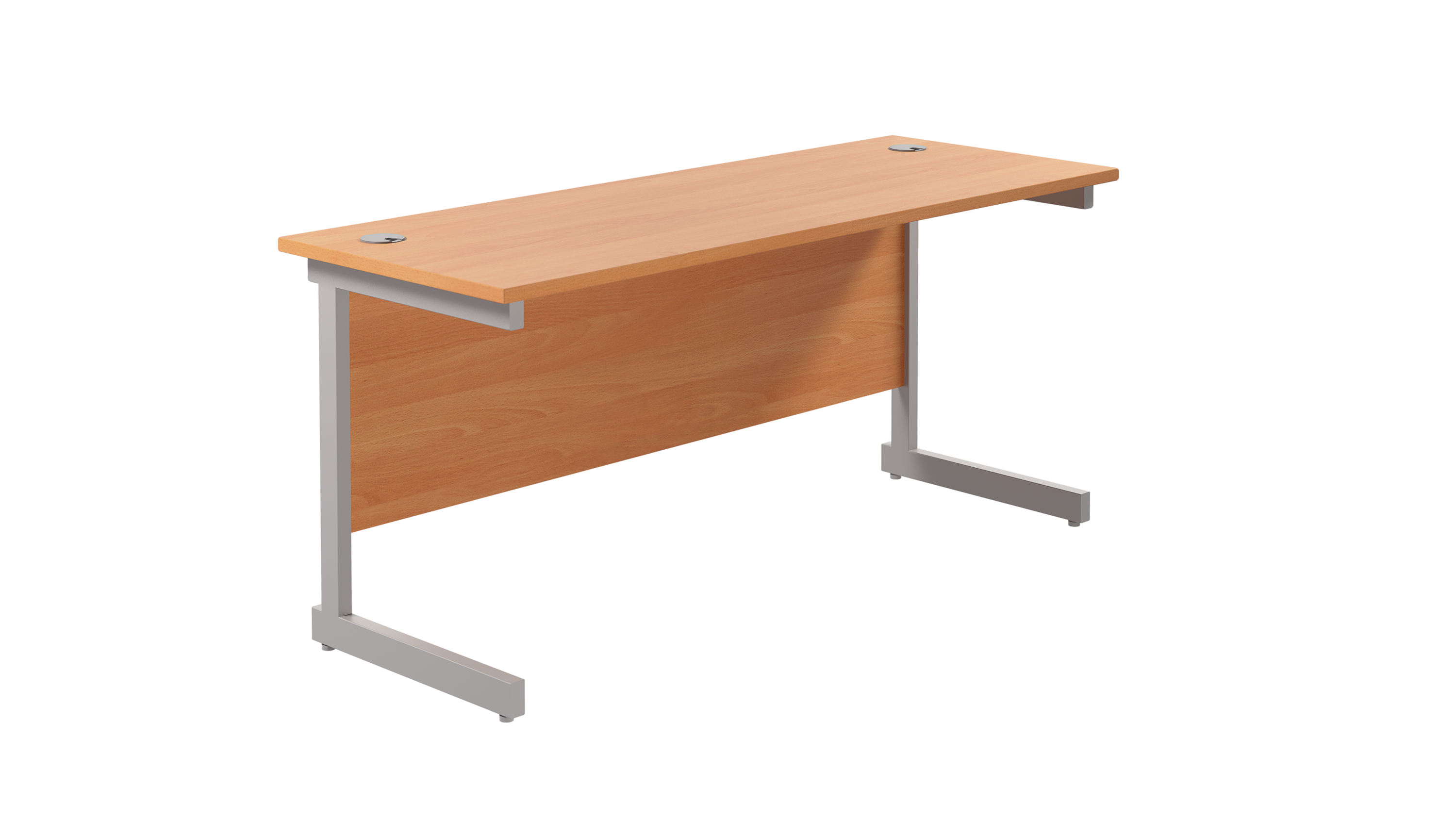 Single Upright Rectangular Desk | 1800X600 | Beech/Silver