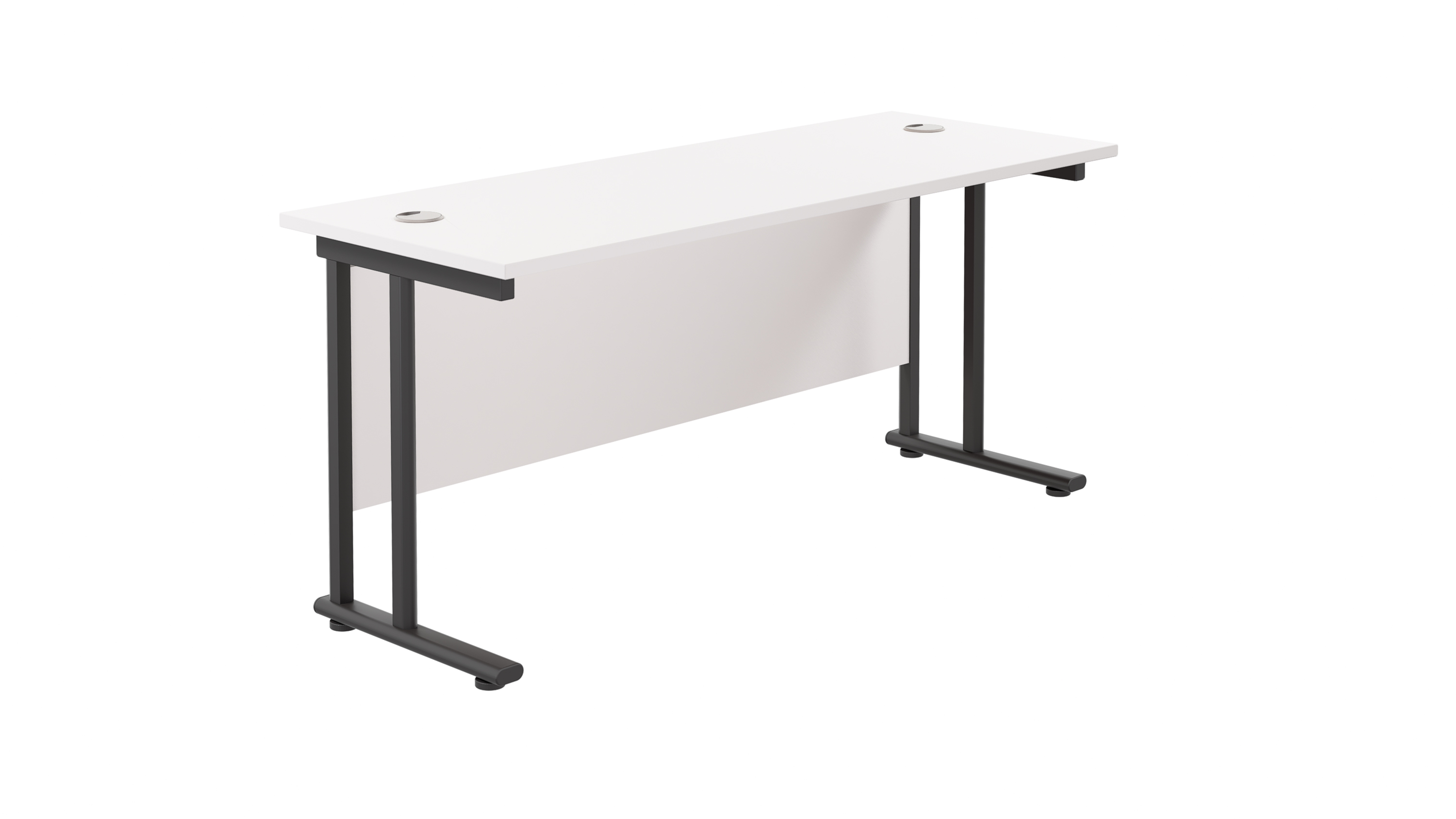 Twin Upright Rectangular Desk | 1600X600 | White/Black