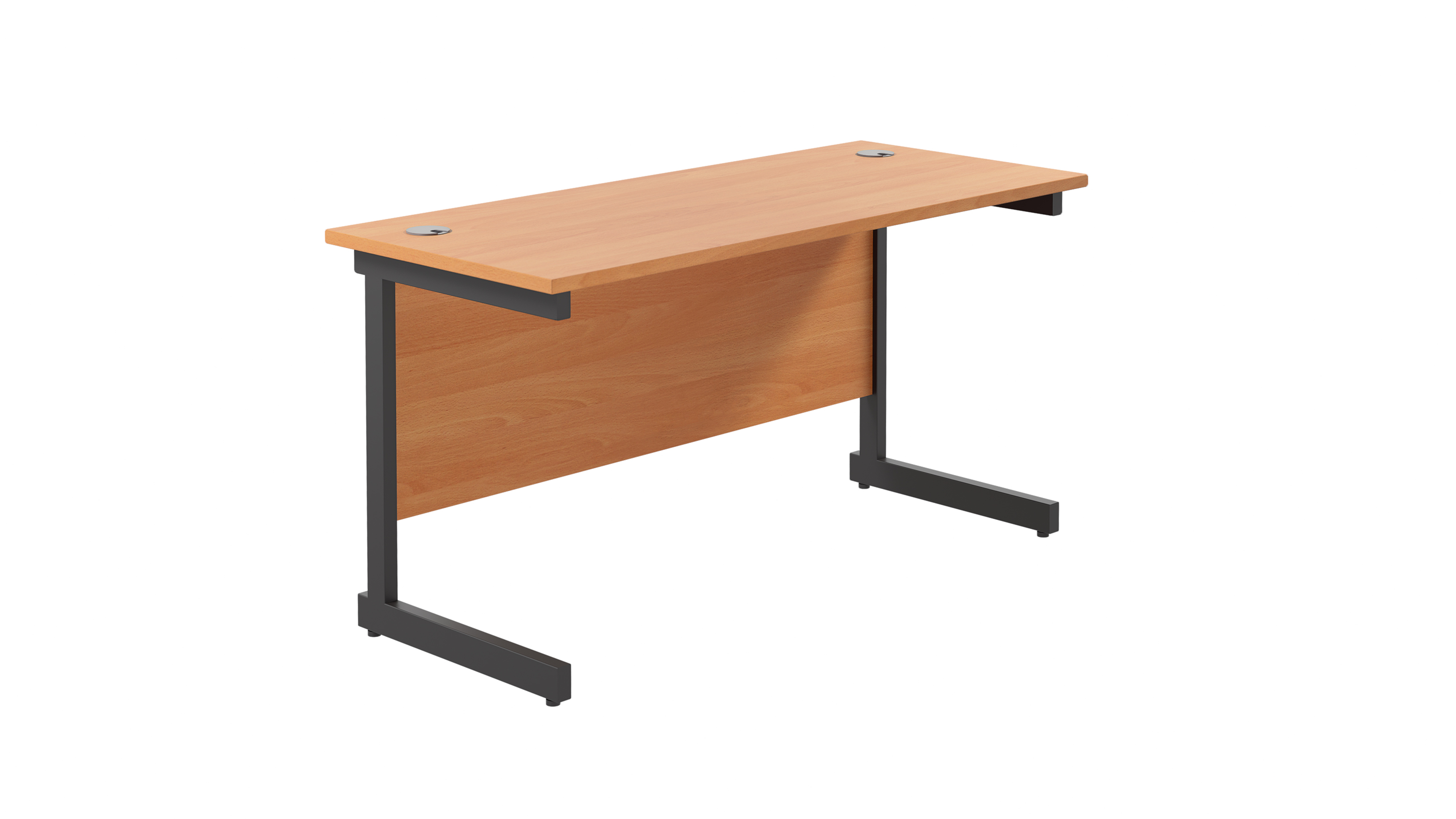 Single Upright Rectangular Desk | 1400X600 | Beech/Black