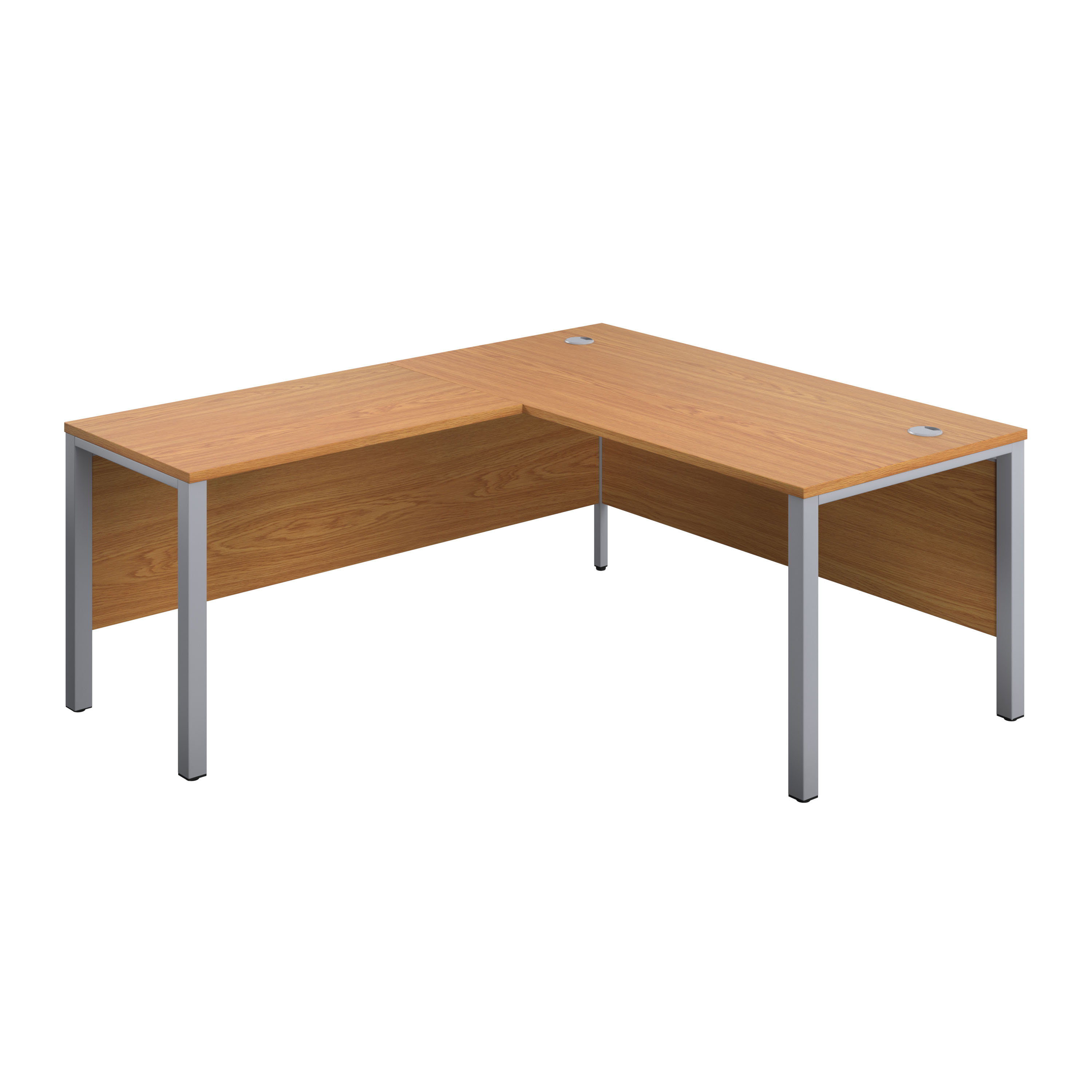Goal Post Left Hand Return Desk | 1600X800 | Nova Oak/Silver