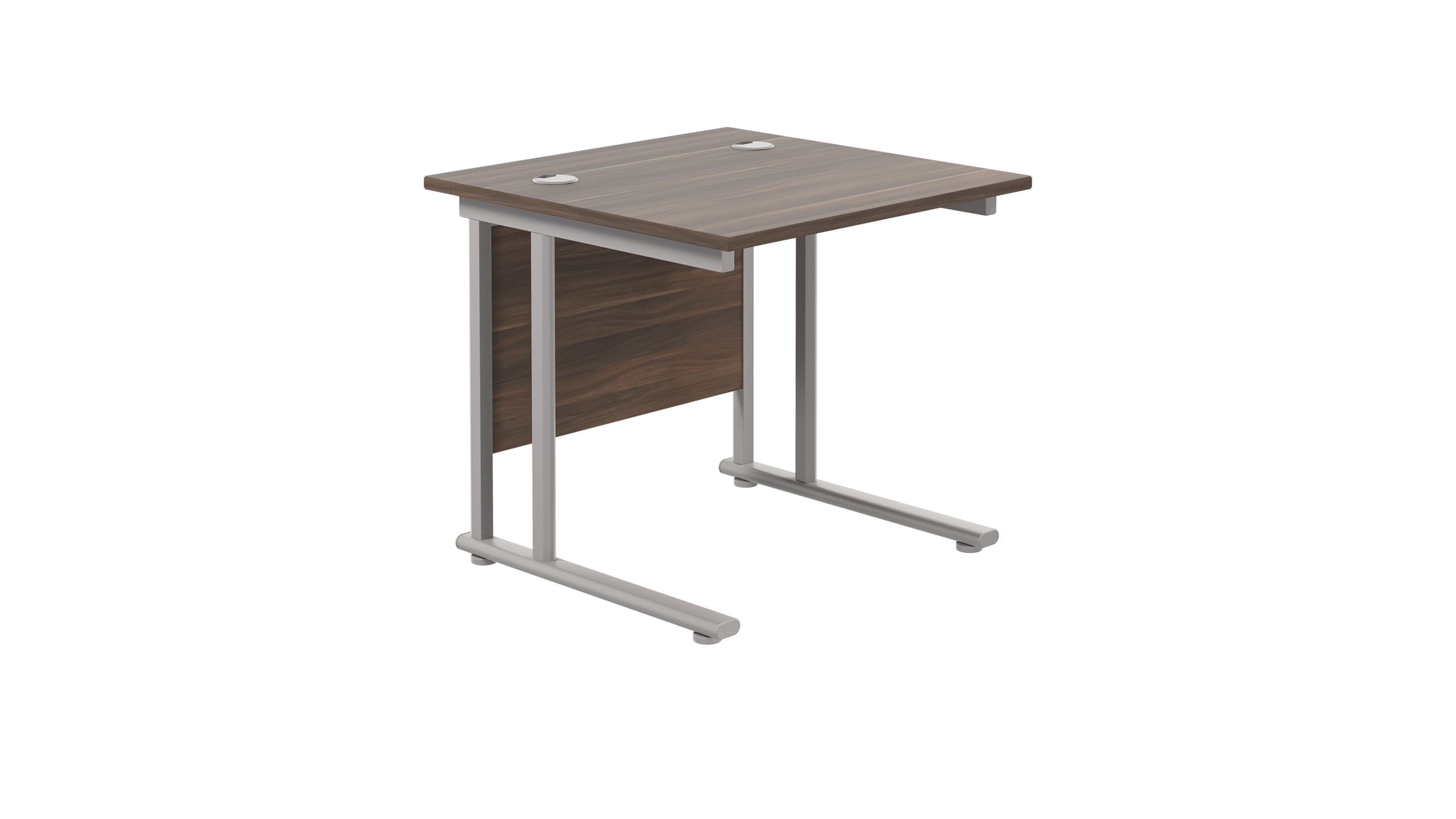 Twin Upright Rectangular Desk | 800X800 | Dark Walnut/Silver