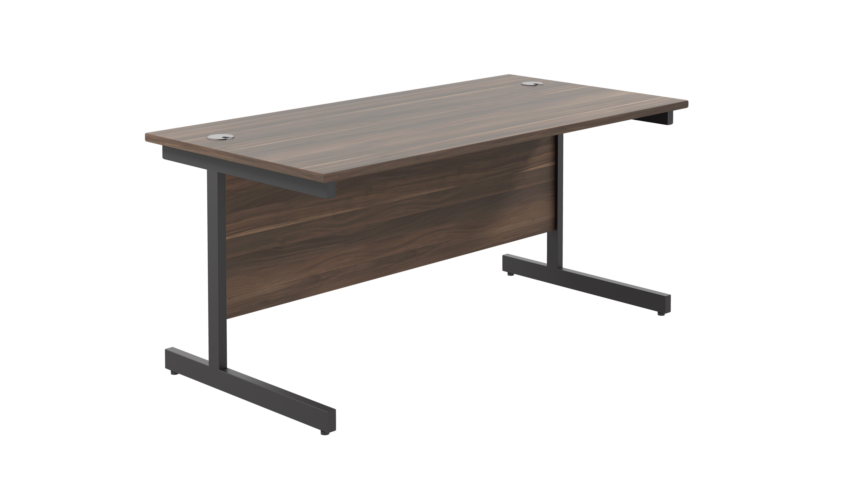 Single Upright Rectangular Desk | 1600X800 | Dark Walnut/Black