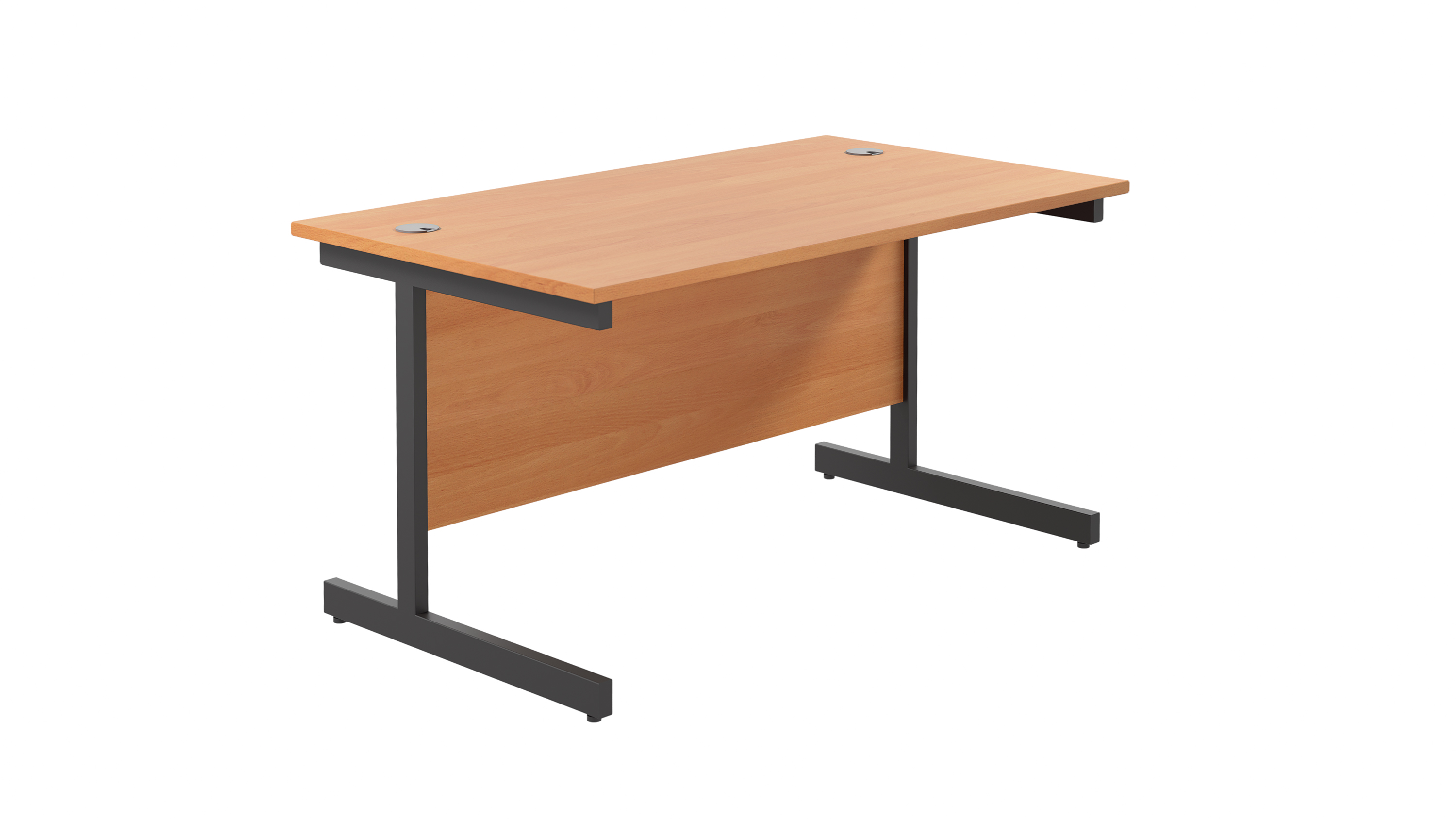 Single Upright Rectangular Desk | 1200X800 | Beech/Black