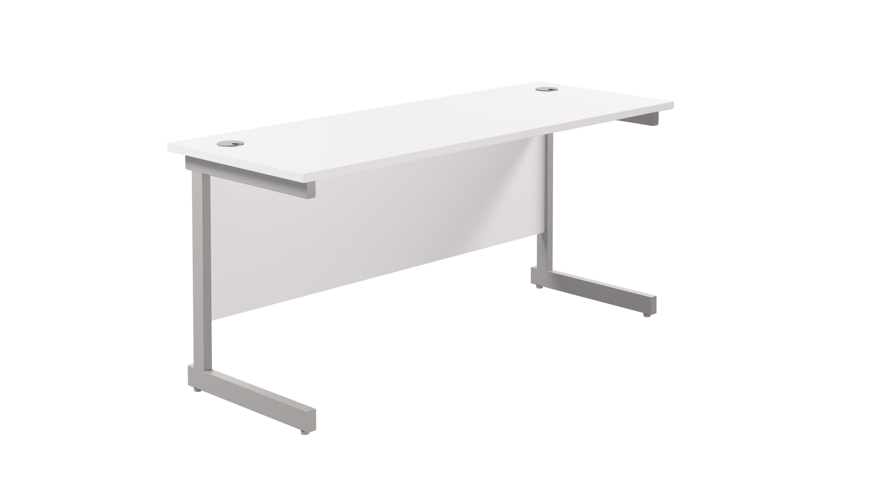 Single Upright Rectangular Desk | 1800X600 | White/Silver