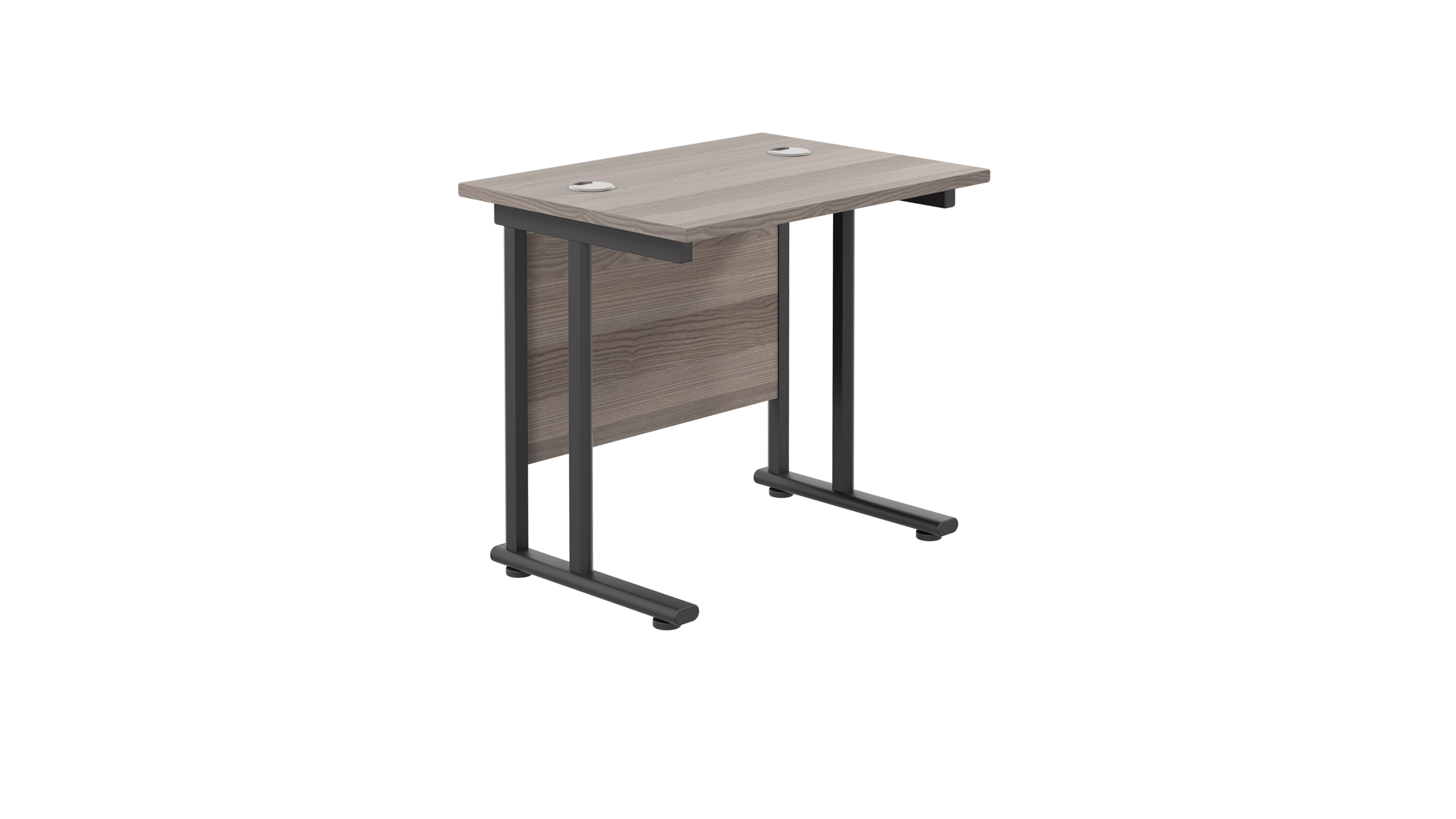 Twin Upright Rectangular Desk | 800X600 | Grey Oak/Black