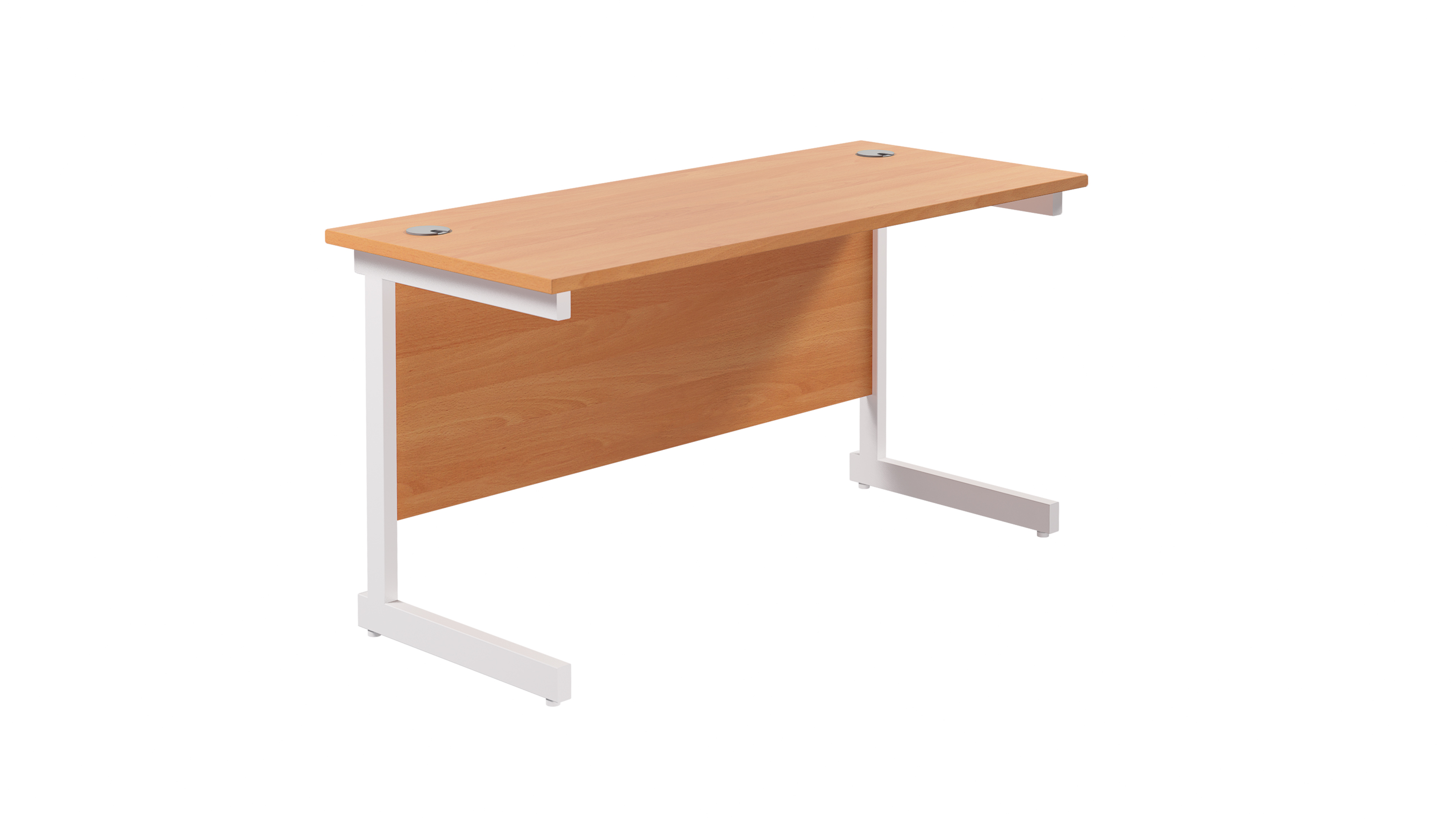 Single Upright Rectangular Desk | 1200X600 | Beech/White