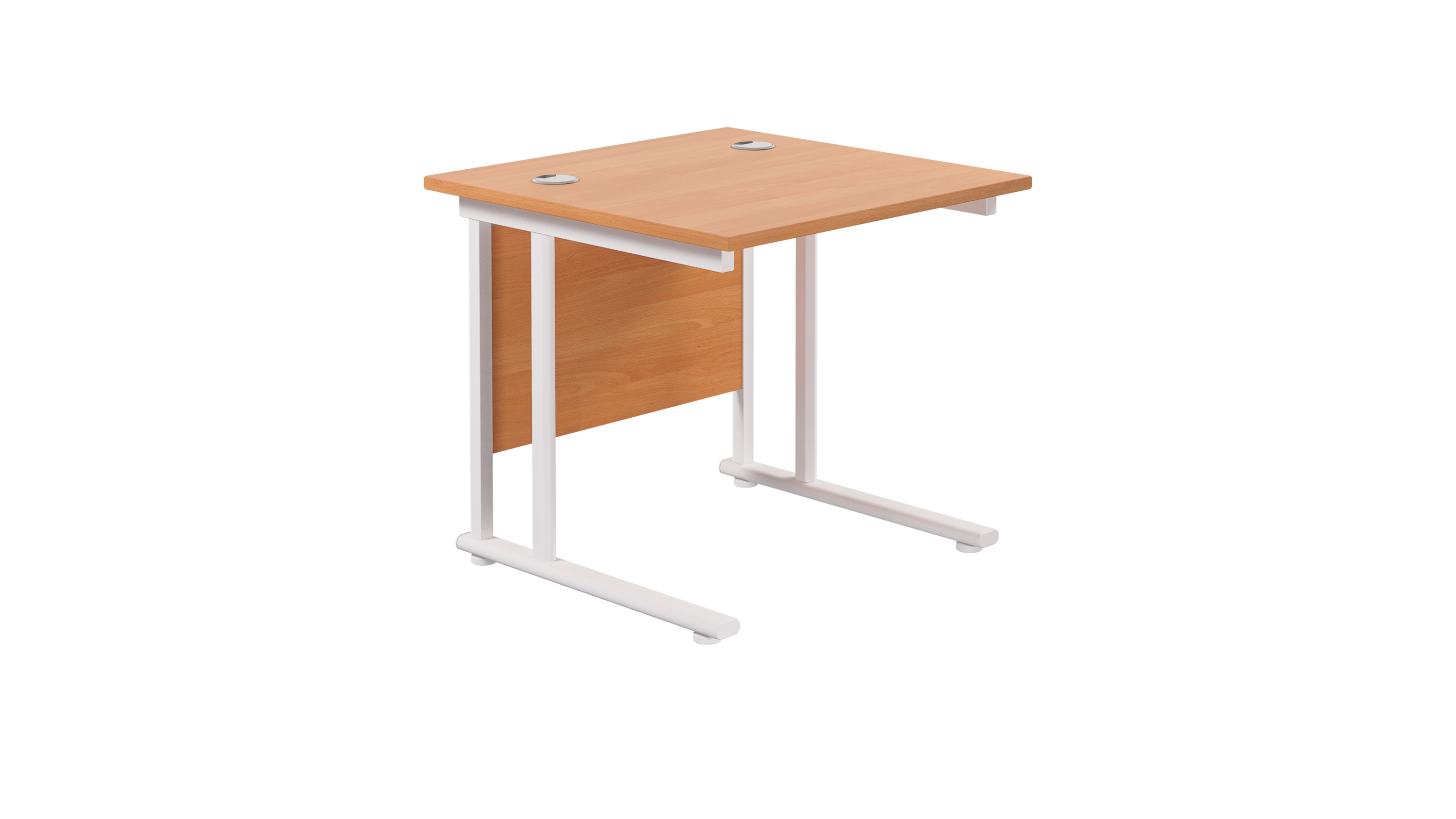 Twin Upright Rectangular Desk | 800X800 | Beech/White