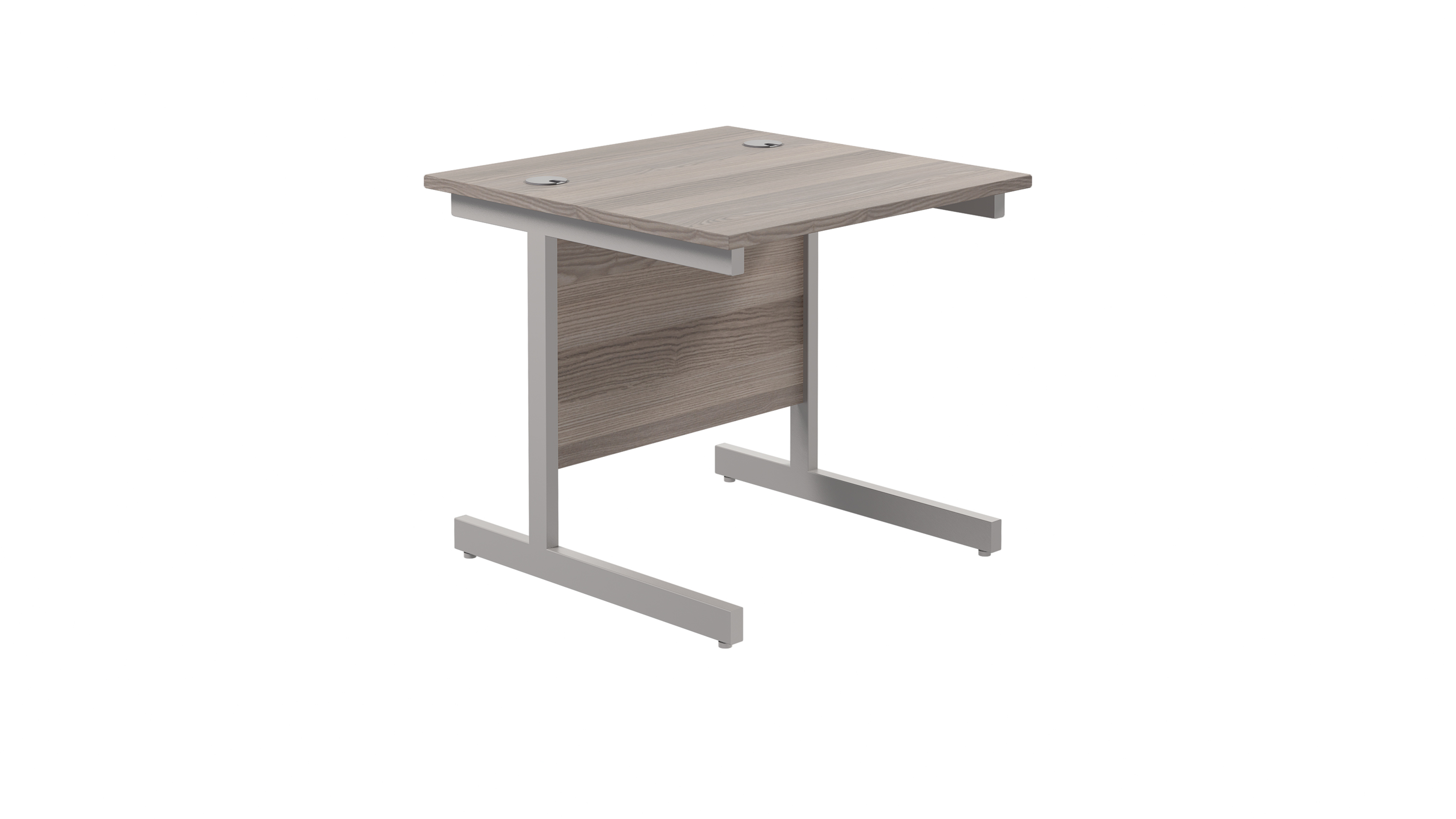 Single Upright Rectangular Desk | 800X800 | Grey Oak/Silver