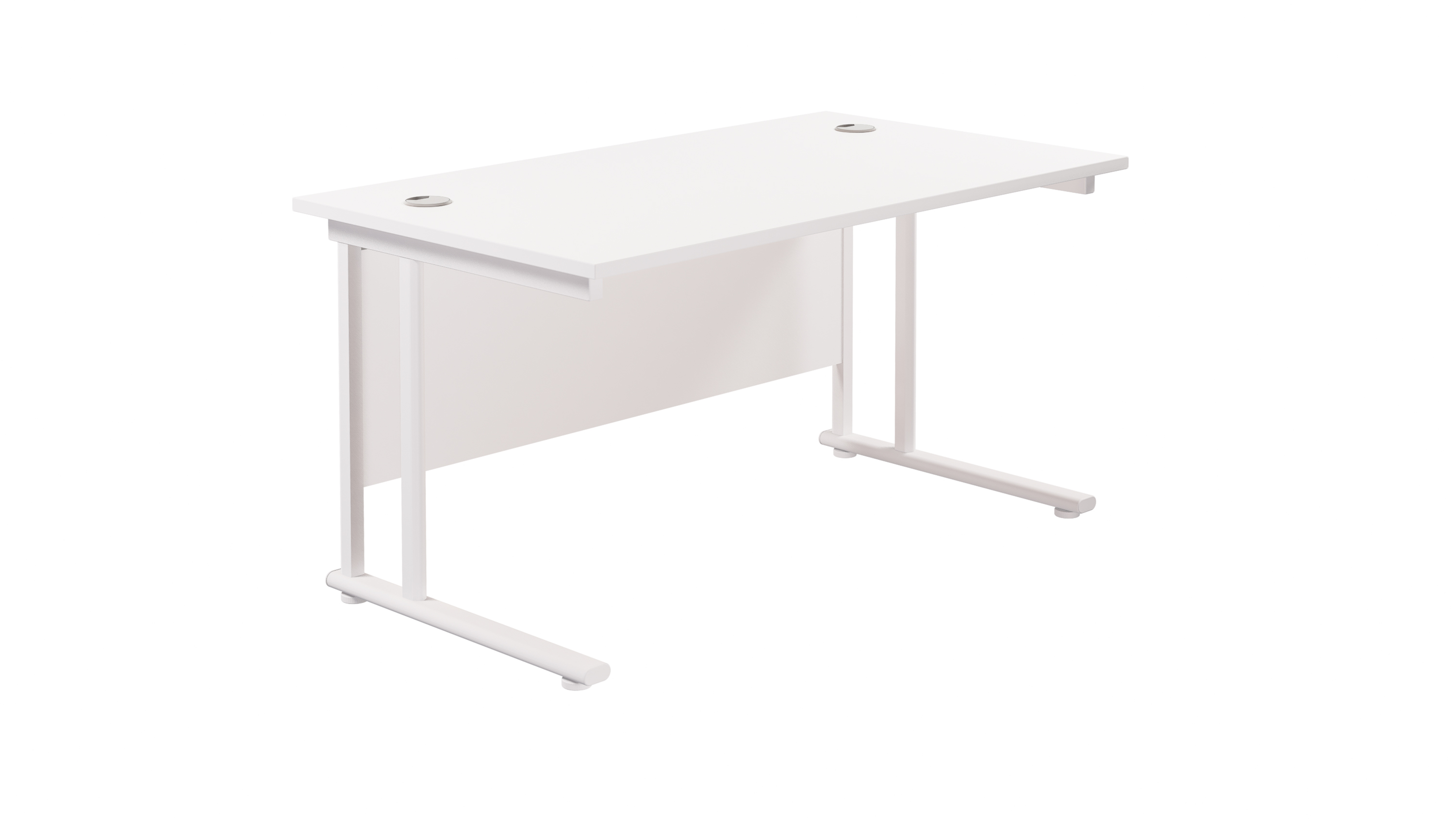 Twin Upright Rectangular Desk | 1200X800 | White/White
