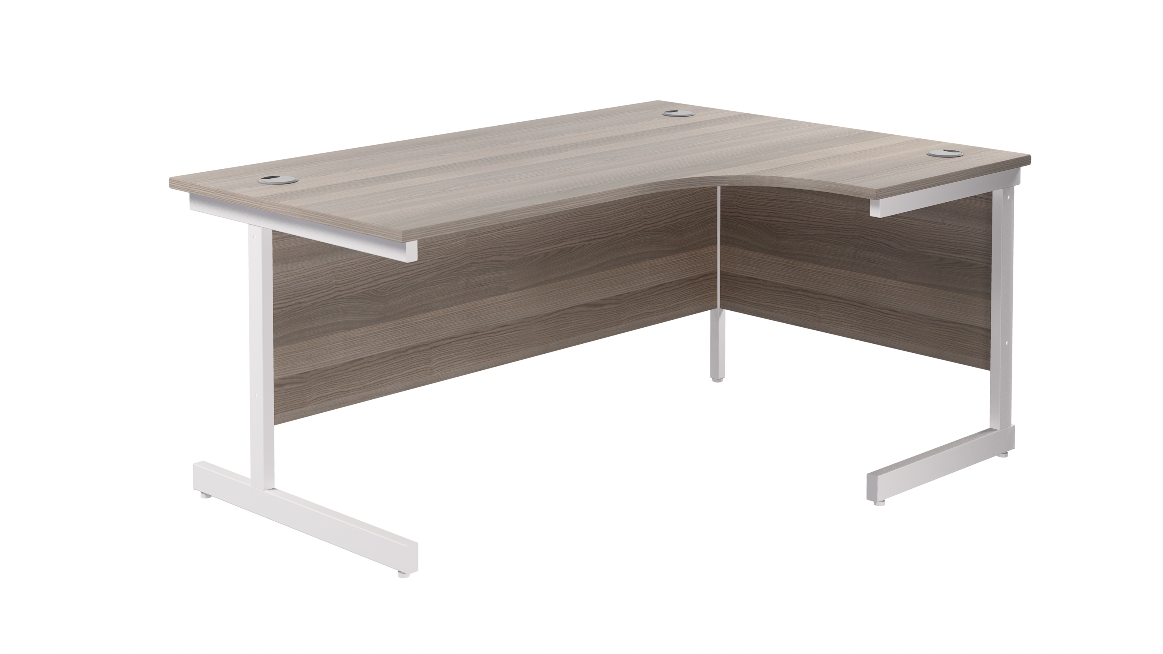 Single Upright Right Hand Radial Desk | 1800X1200 | Grey Oak/White