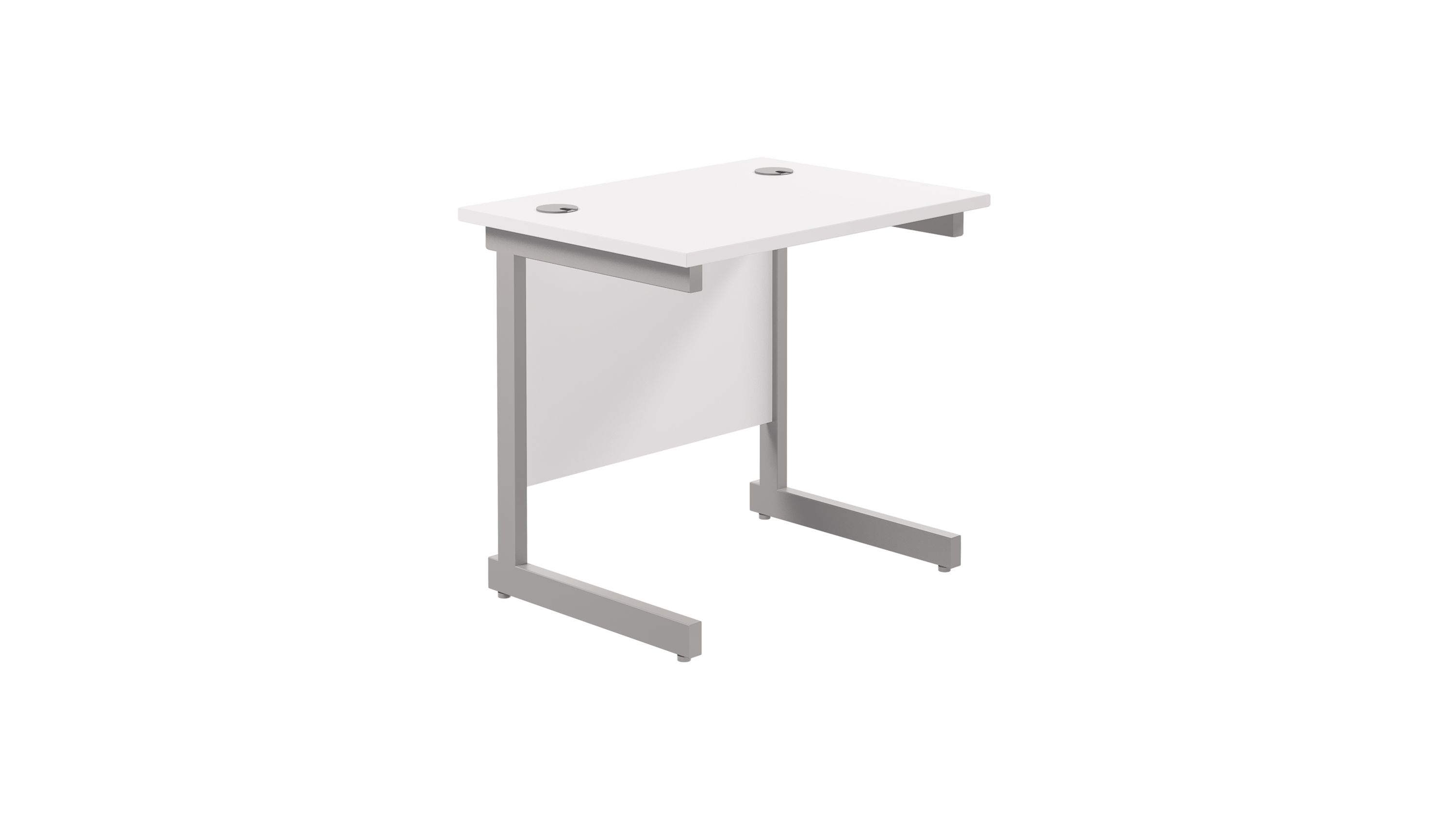 Single Upright Rectangular Desk | 800X600 | White/Silver