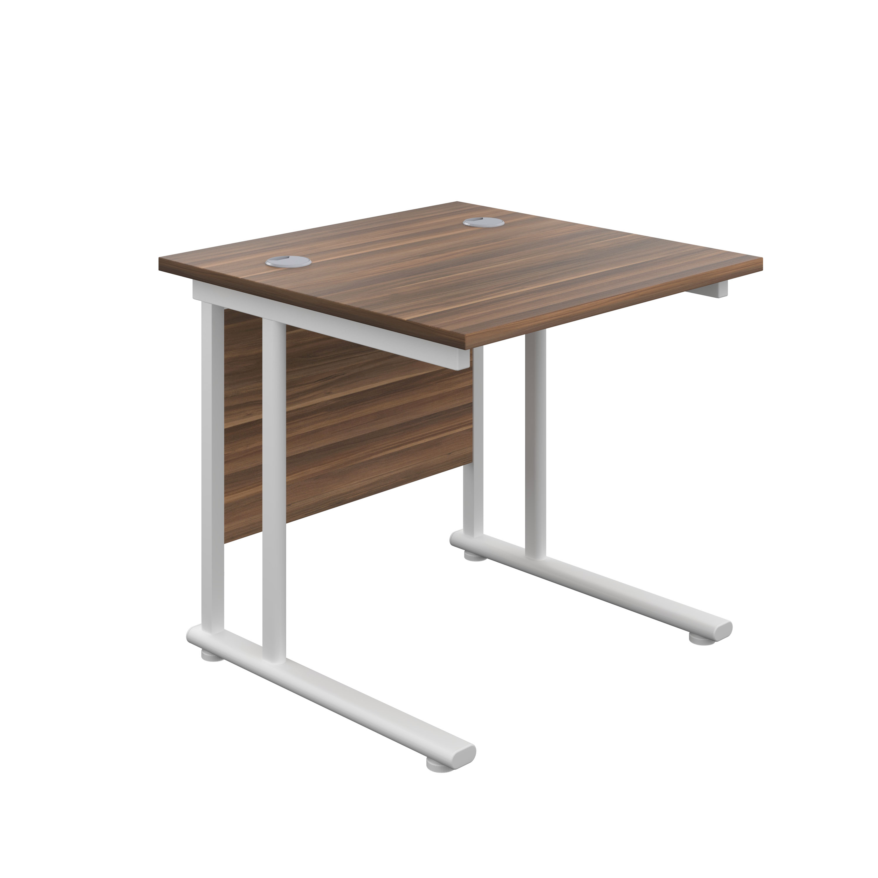 Twin Upright Rectangular Desk | 800X800 | Dark Walnut/White