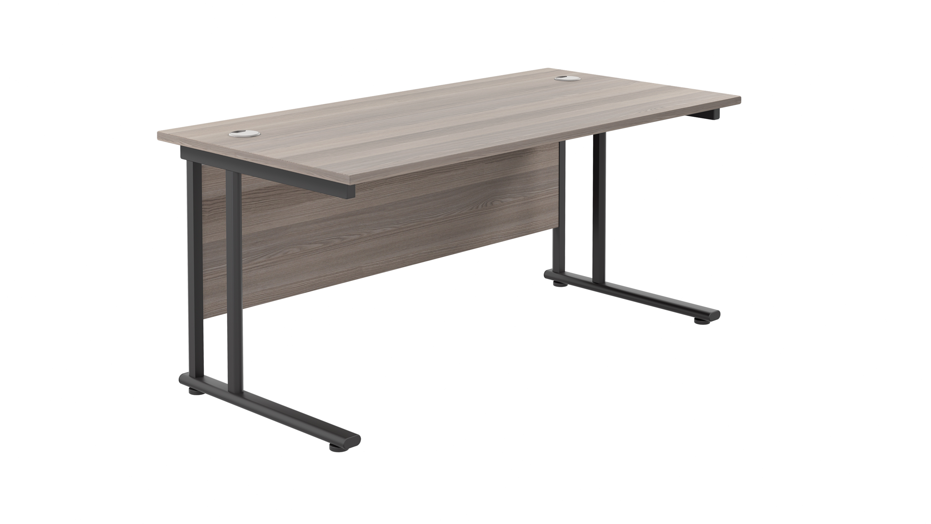 Twin Upright Rectangular Desk | 1600X800 | Grey Oak/Black