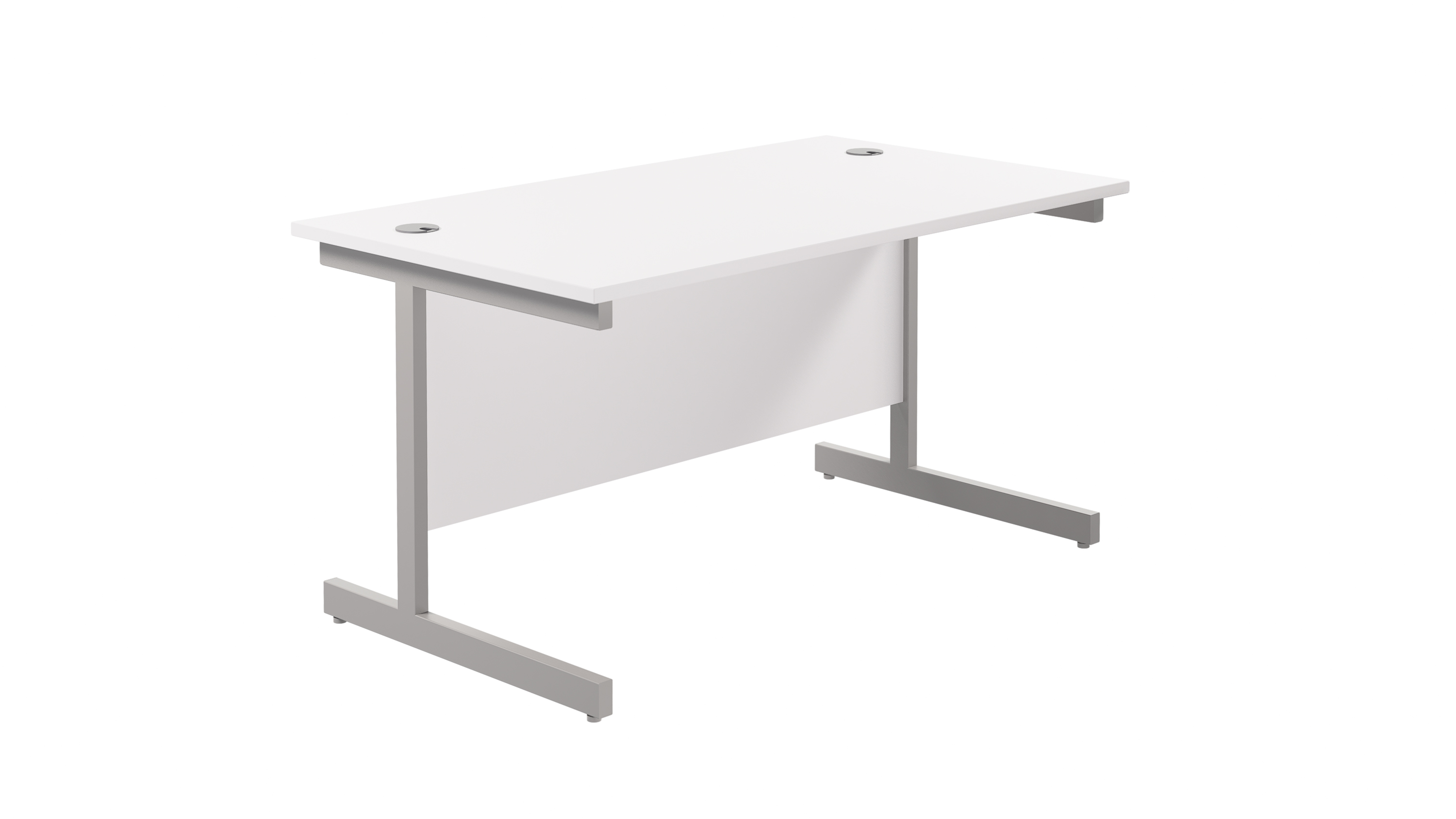 Single Upright Rectangular Desk | 1200X800 | White/Silver