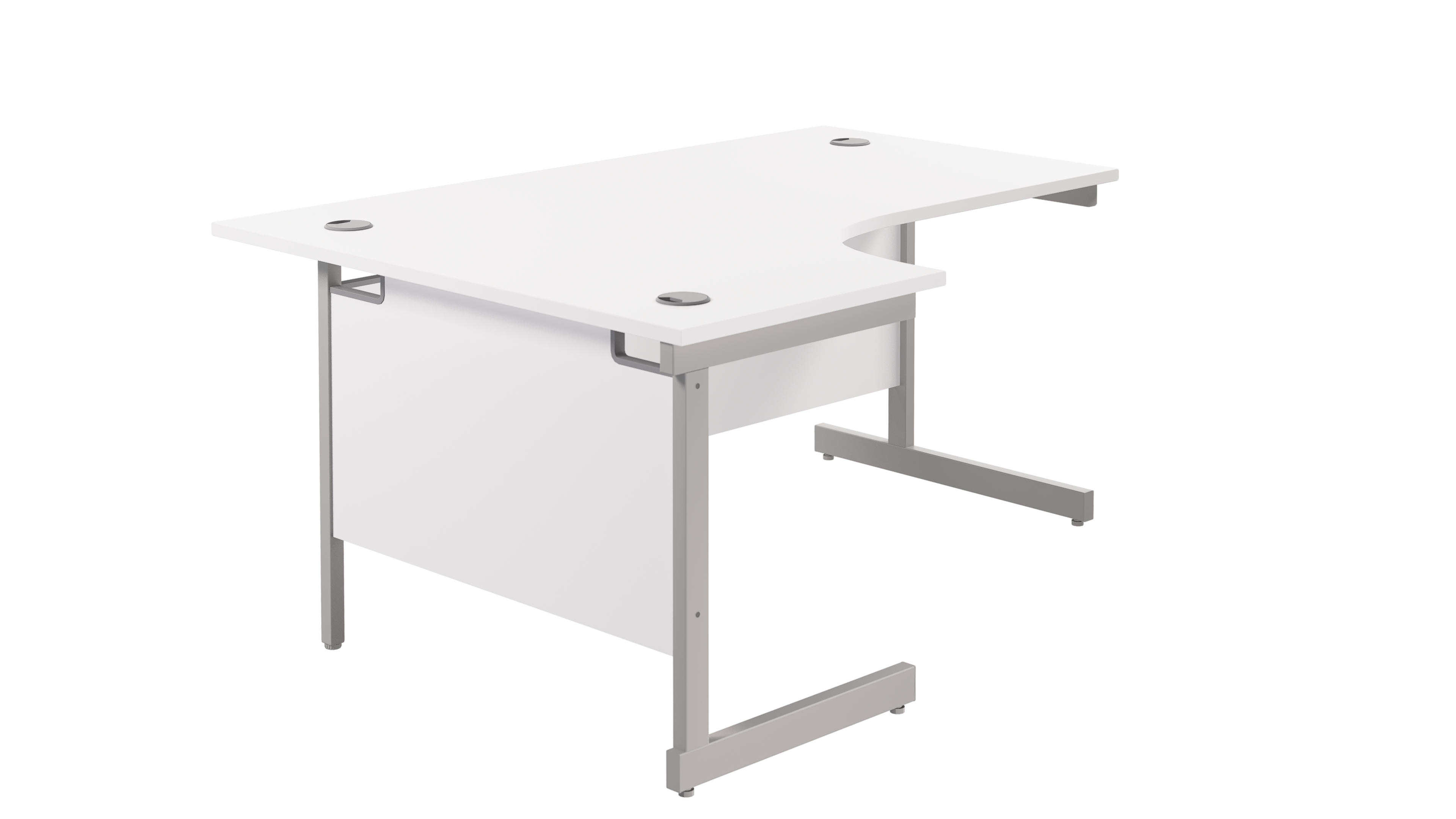 Single Upright Left Hand Radial Desk | 1800X1200 | White/Silver
