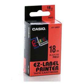 Casio XR-18RD Black on Red Tape 18mm Tape