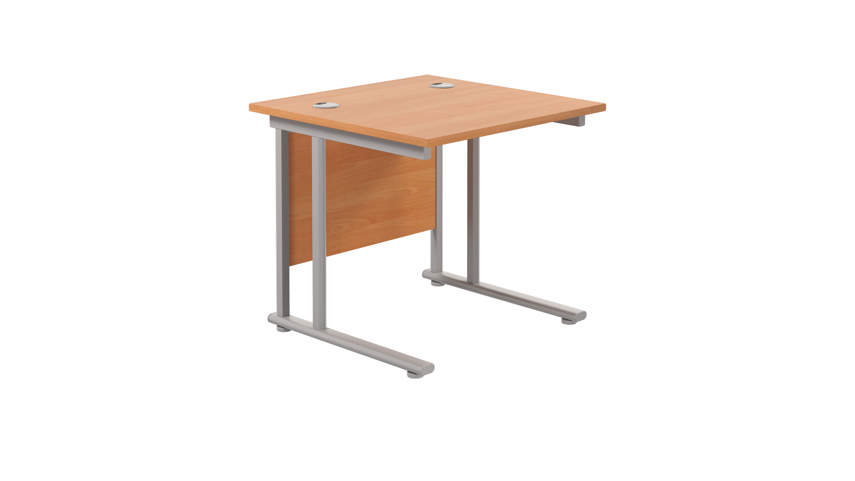 Twin Upright Rectangular Desk | 800X800 | Beech/Silver