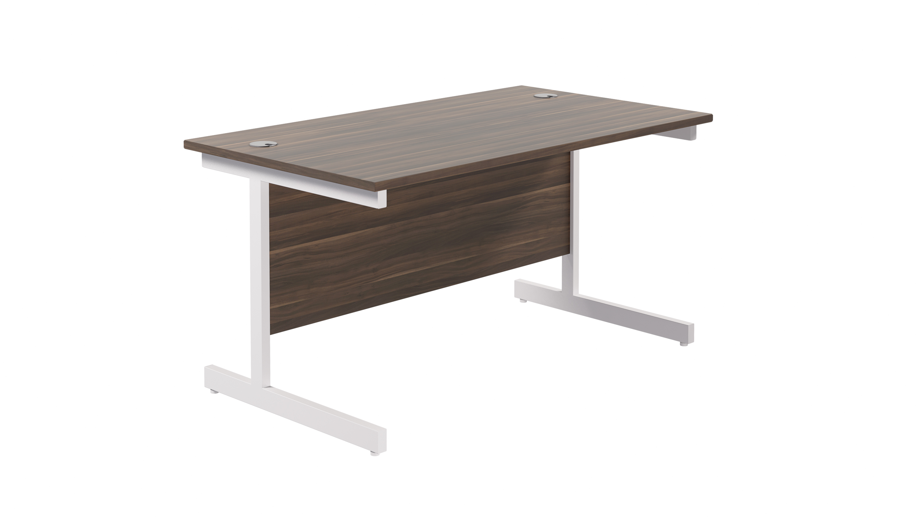Single Upright Rectangular Desk | 1400X800 | Dark Walnut/White
