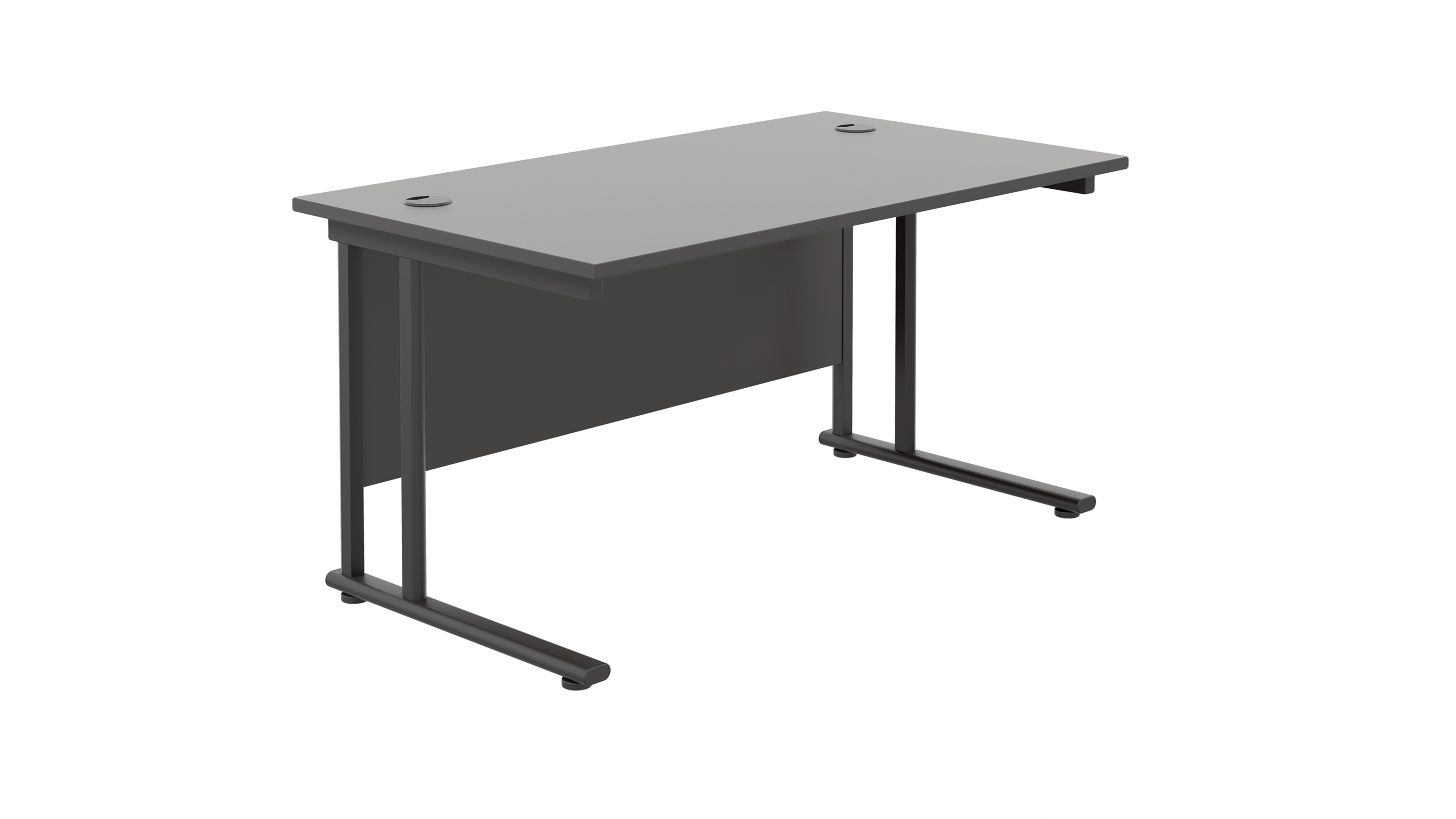 Twin Upright Rectangular Desk | 1200X800 | Black/Black