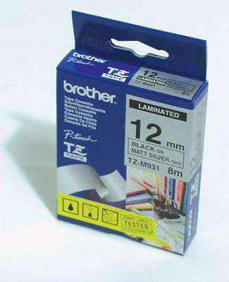 Brother TZE-M931 Black on Silver 8M x 12mm Matt Tape
