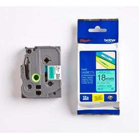 Brother TZE741 Black on Green 8M x 18mm Gloss Tape