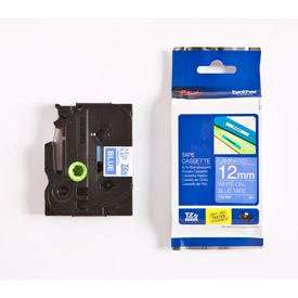 Brother TZE535 White on Blue 8M x 12mm Gloss Tape
