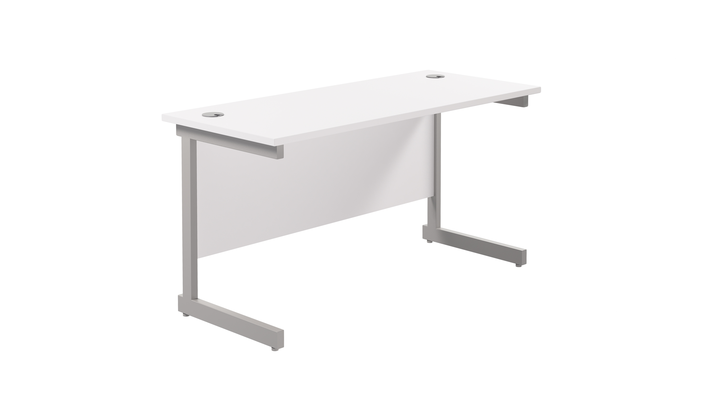 Single Upright Rectangular Desk | 1200X600 | White/Silver