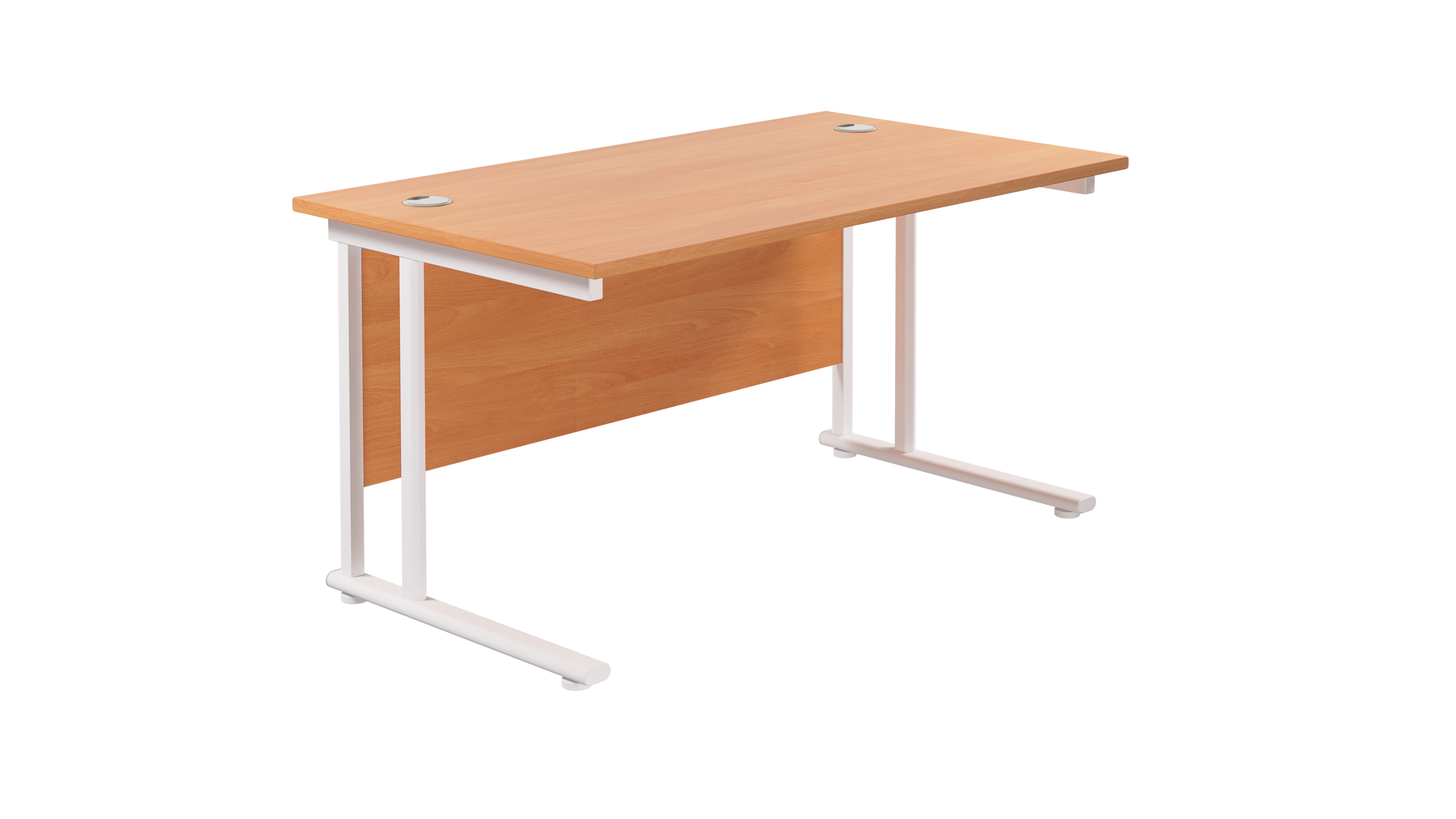 Twin Upright Rectangular Desk | 1200X800 | Beech/White