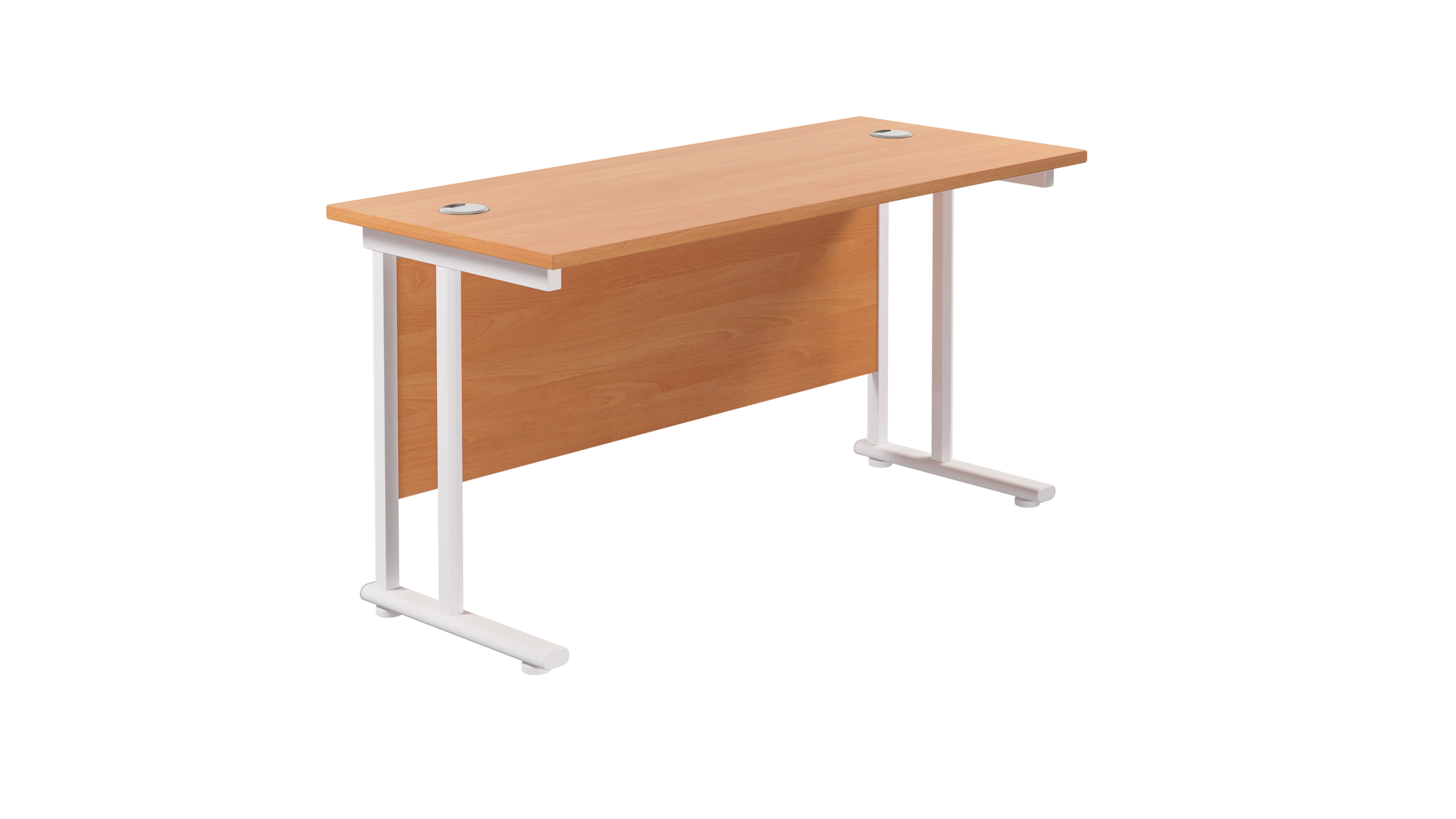 Twin Upright Rectangular Desk | 1200X600 | Beech/White