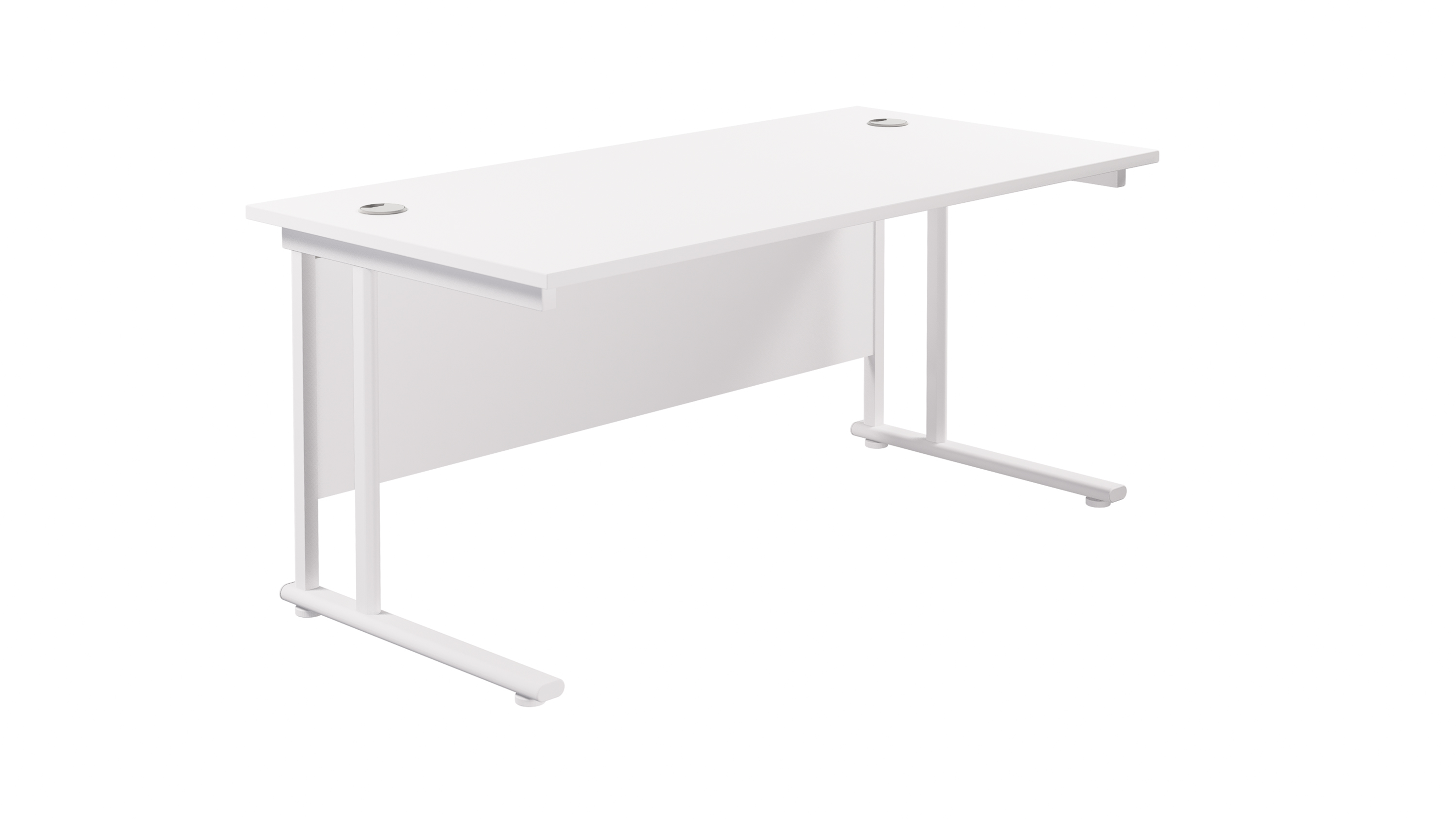 Twin Upright Rectangular Desk | 1600X800 | White/White
