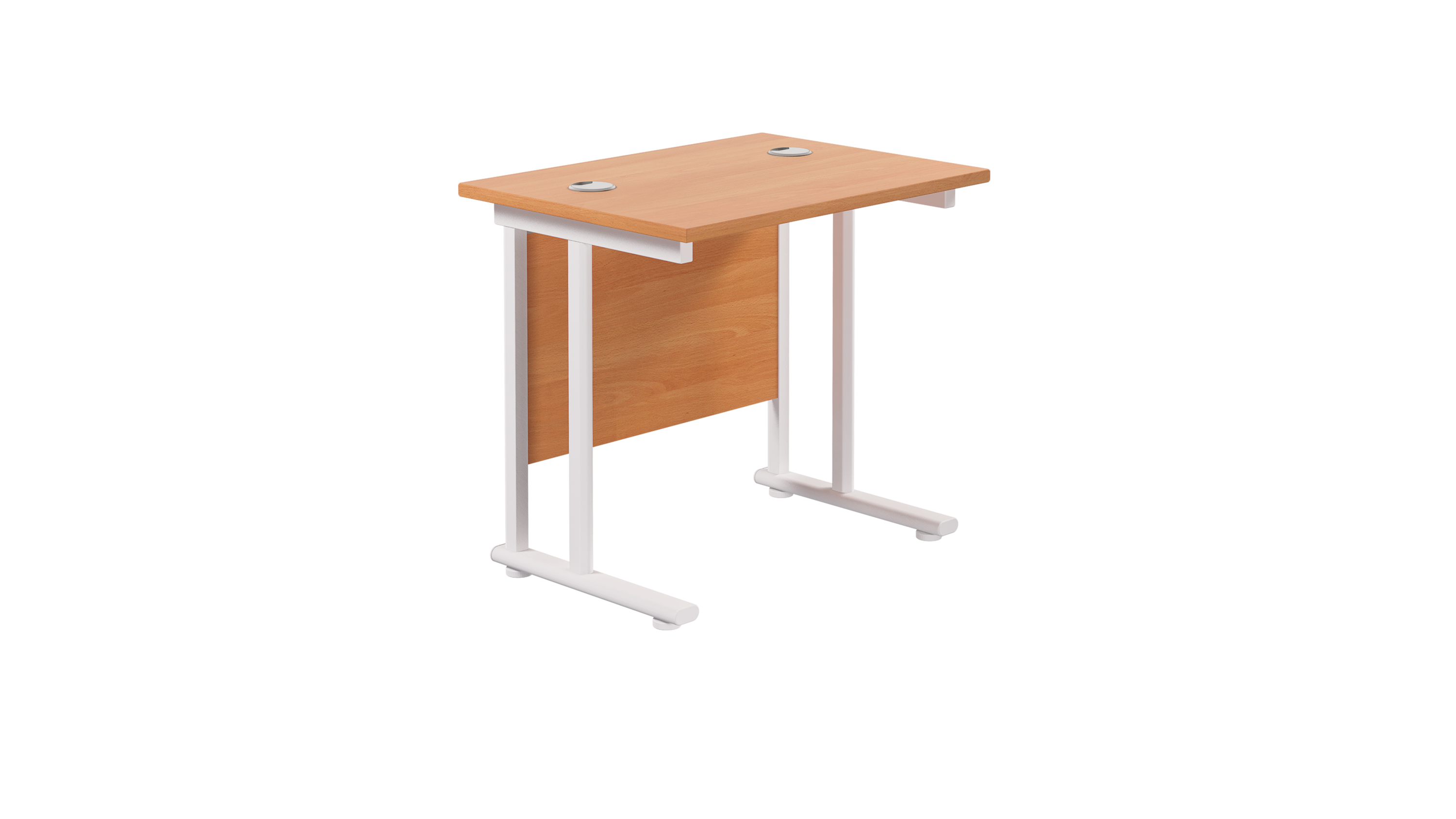 Twin Upright Rectangular Desk | 800X600 | Beech/White