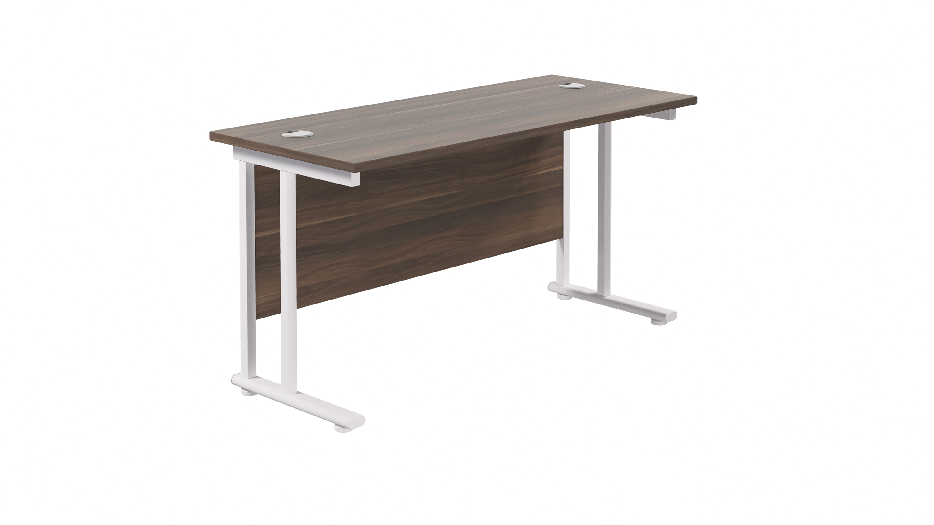 Twin Upright Rectangular Desk | 1400X600 | Dark Walnut/White