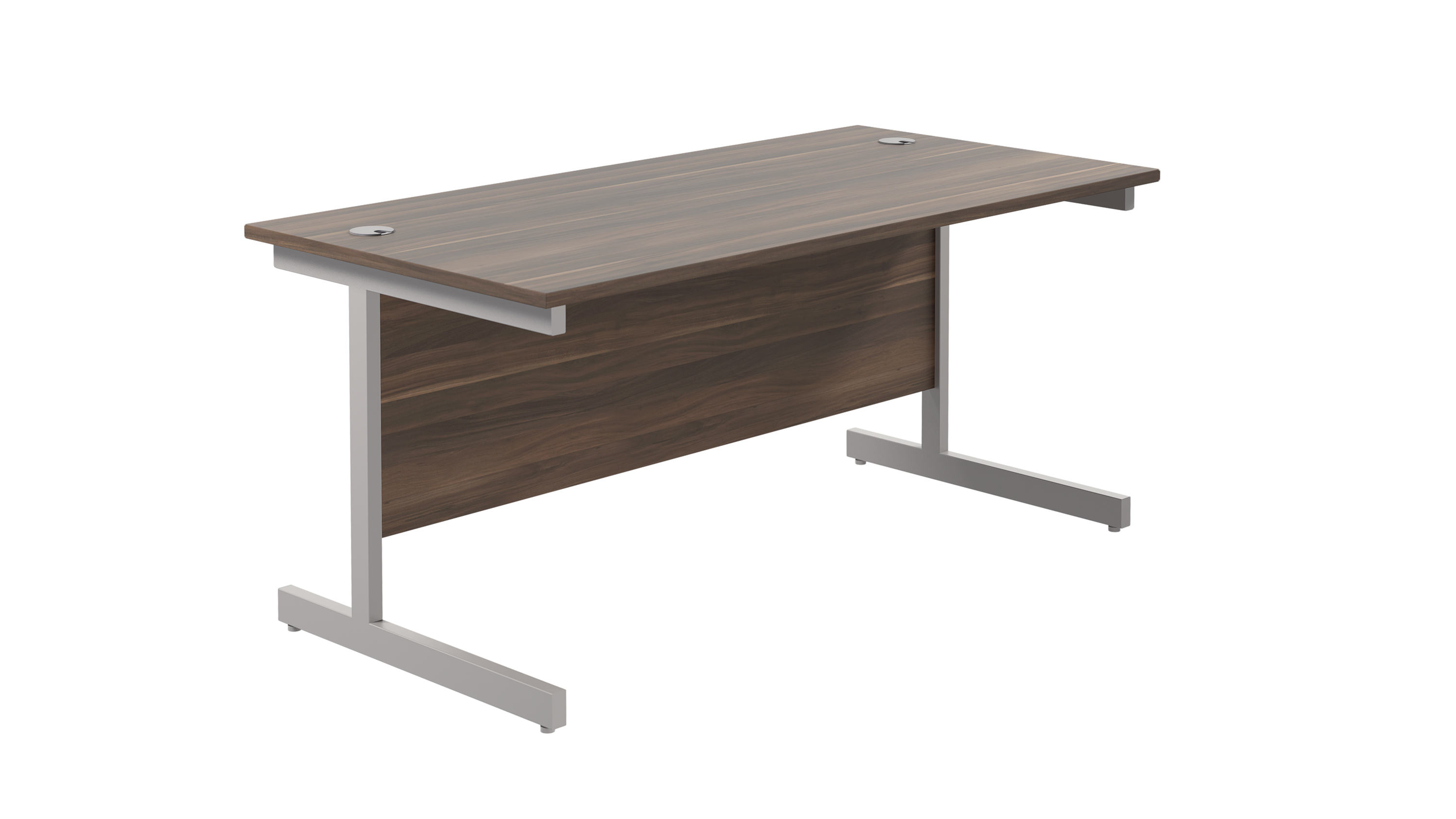 Single Upright Rectangular Desk | 1600X800 | Dark Walnut/Silver