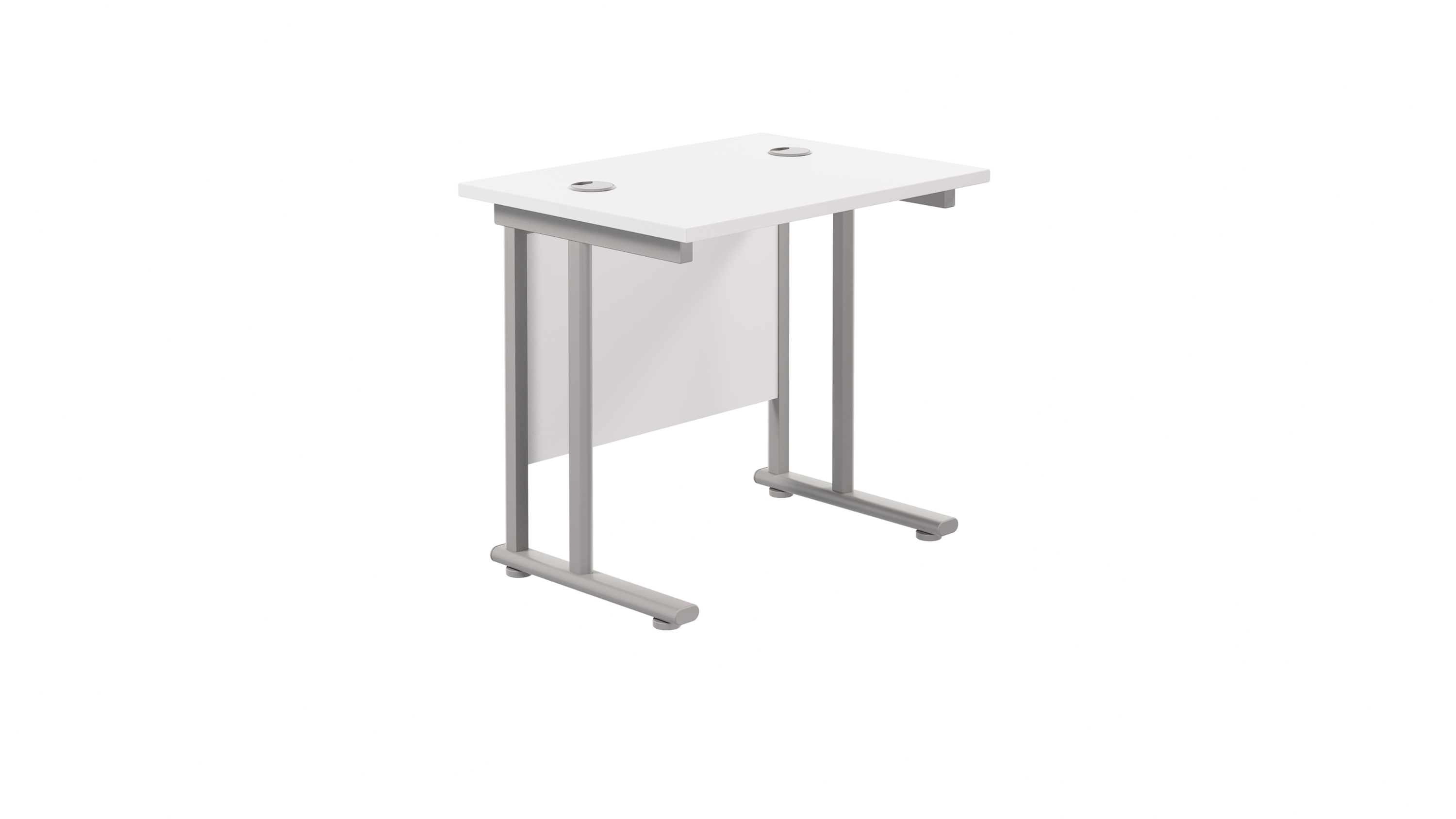 Twin Upright Rectangular Desk | 800X600 | White/Silver