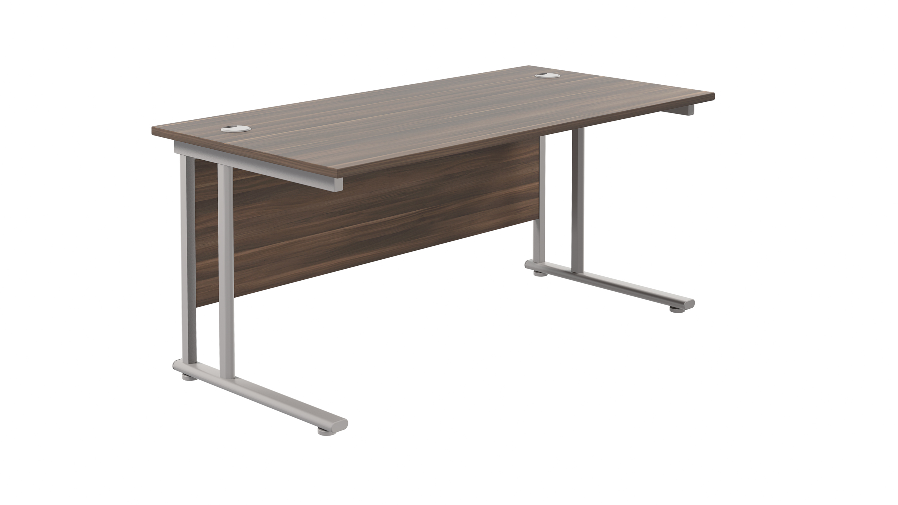 Twin Upright Rectangular Desk | 1800X800 | Dark Walnut/Silver