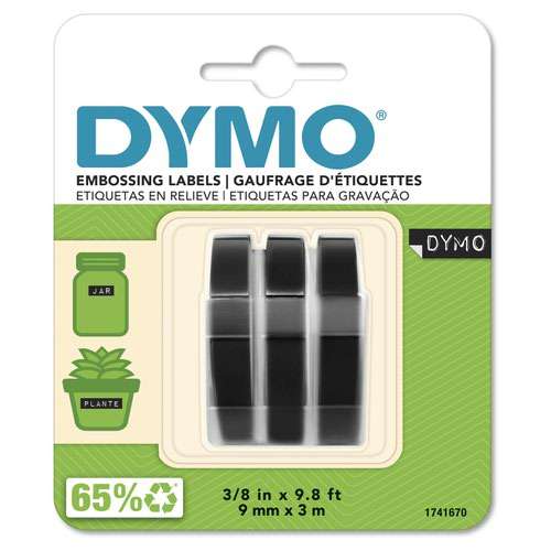 Dymo S0847730 White on Black Embossing Tape Pack of 3
