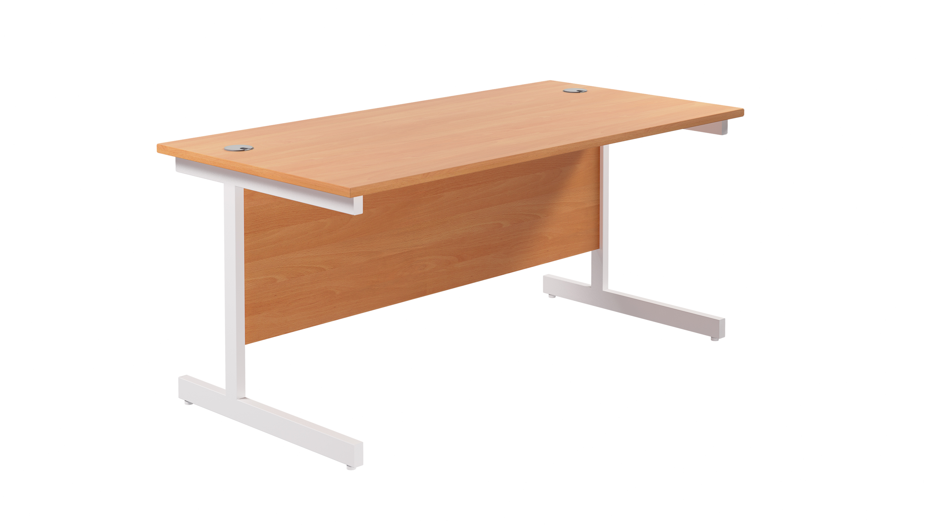 Single Upright Rectangular Desk | 1600X800 | Beech/White