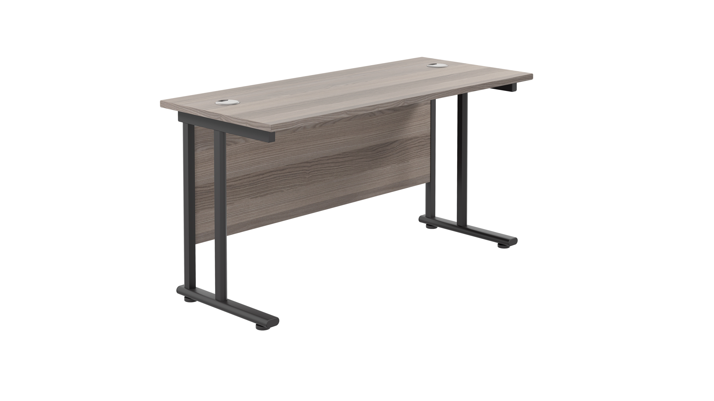Twin Upright Rectangular Desk | 1200X600 | Grey Oak/Black