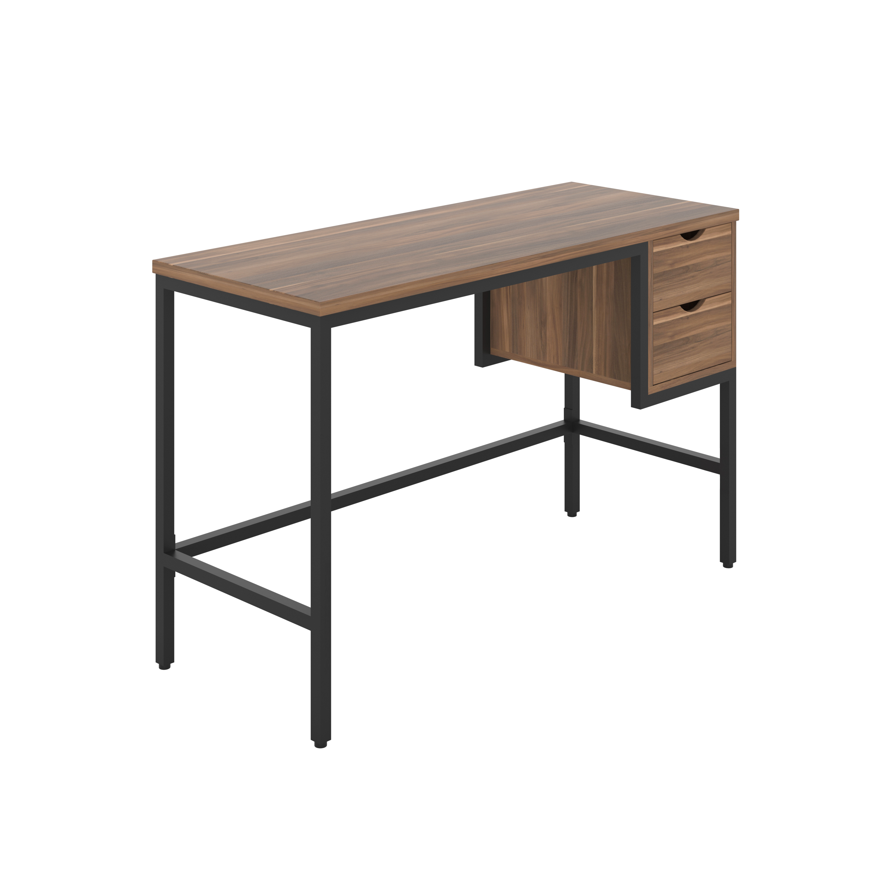 Haynes Desk with 2 Drawers | Dark Walnut/Black