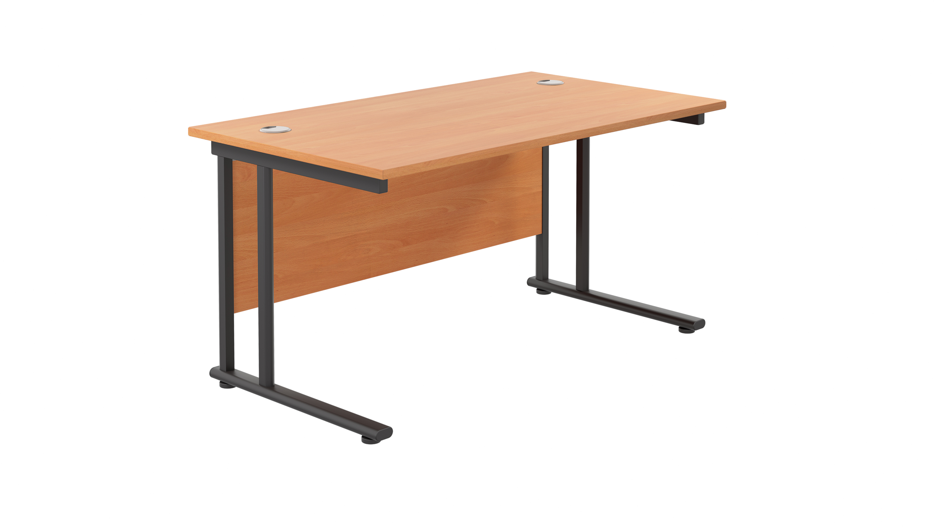 Twin Upright Rectangular Desk | 1200X800 | Beech/Black