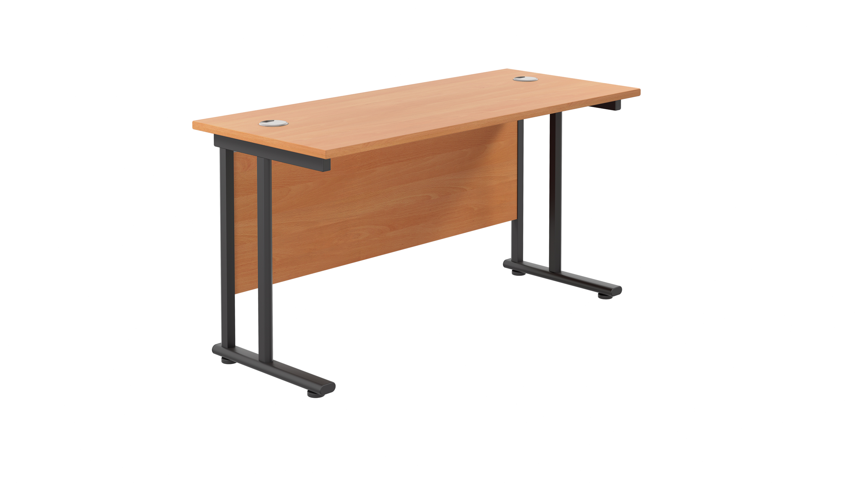 Twin Upright Rectangular Desk | 1200X600 | Beech/Black