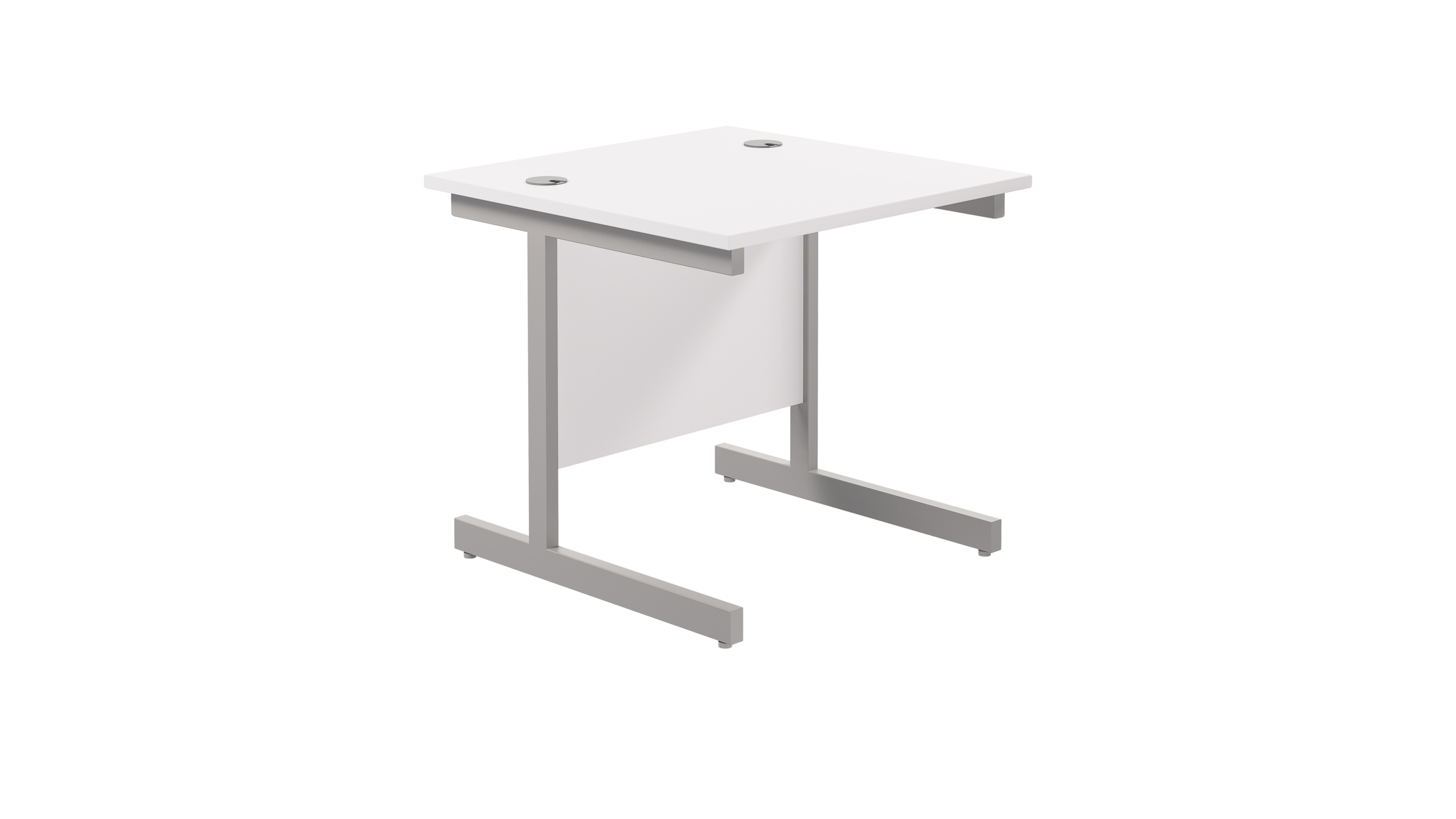 Single Upright Rectangular Desk | 800X800 | White/Silver