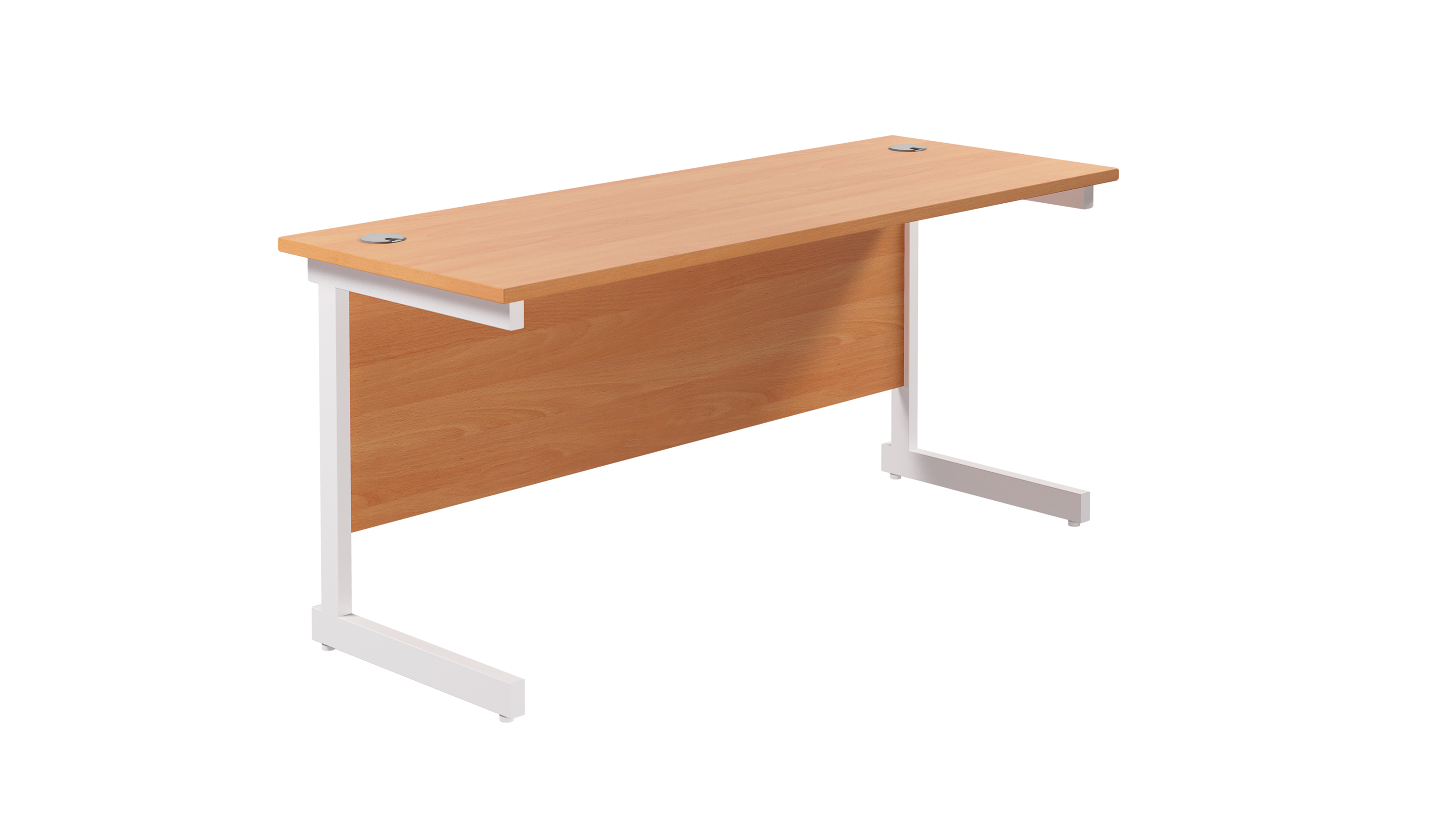 Single Upright Rectangular Desk | 1800X600 | Beech/White
